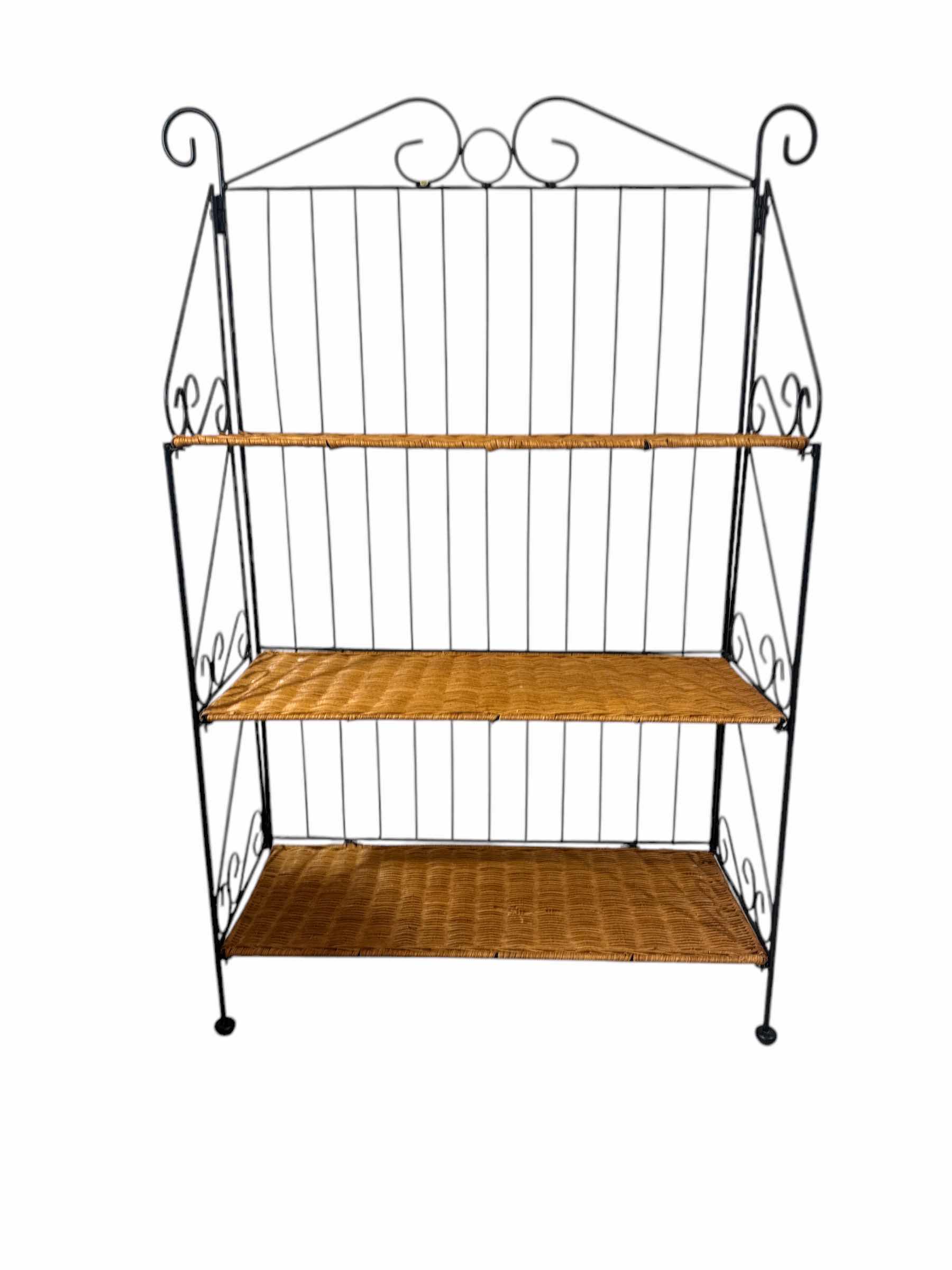 Photo 1 of METAL AND WICKER SHELF 23“ x 10“ H 32”