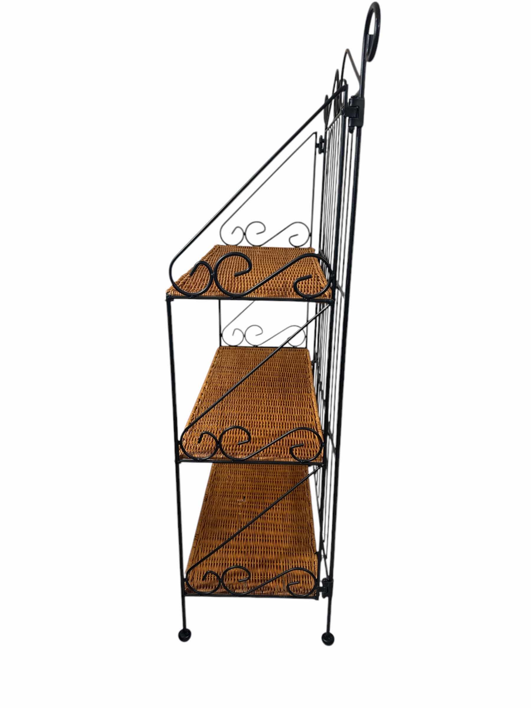 Photo 1 of METAL AND WICKER SHELF 23“ x 10“ H 32”