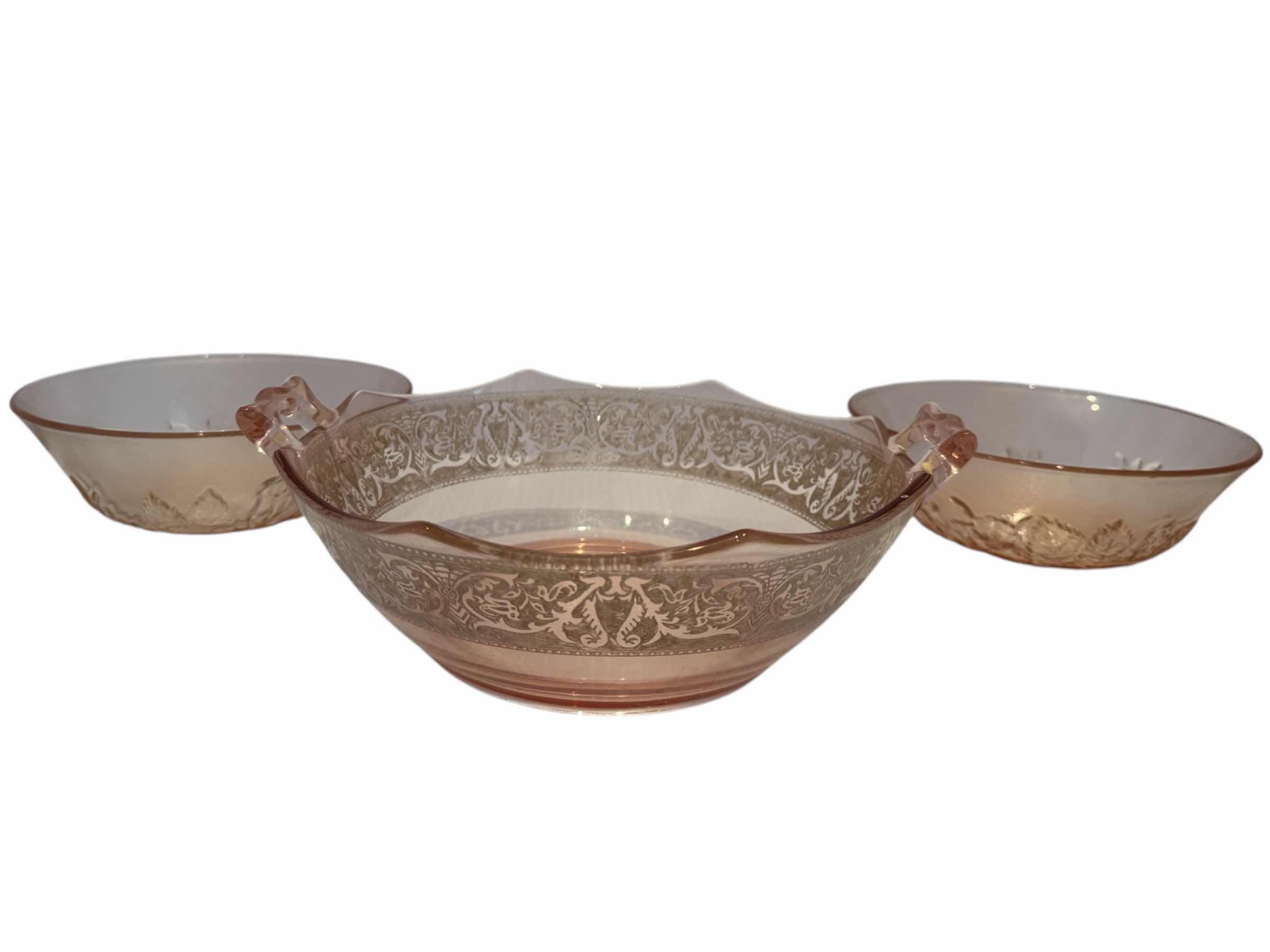 Photo 1 of 5-VINTAGE PINK DEPRESSION GLASS SERVING BOWLS


