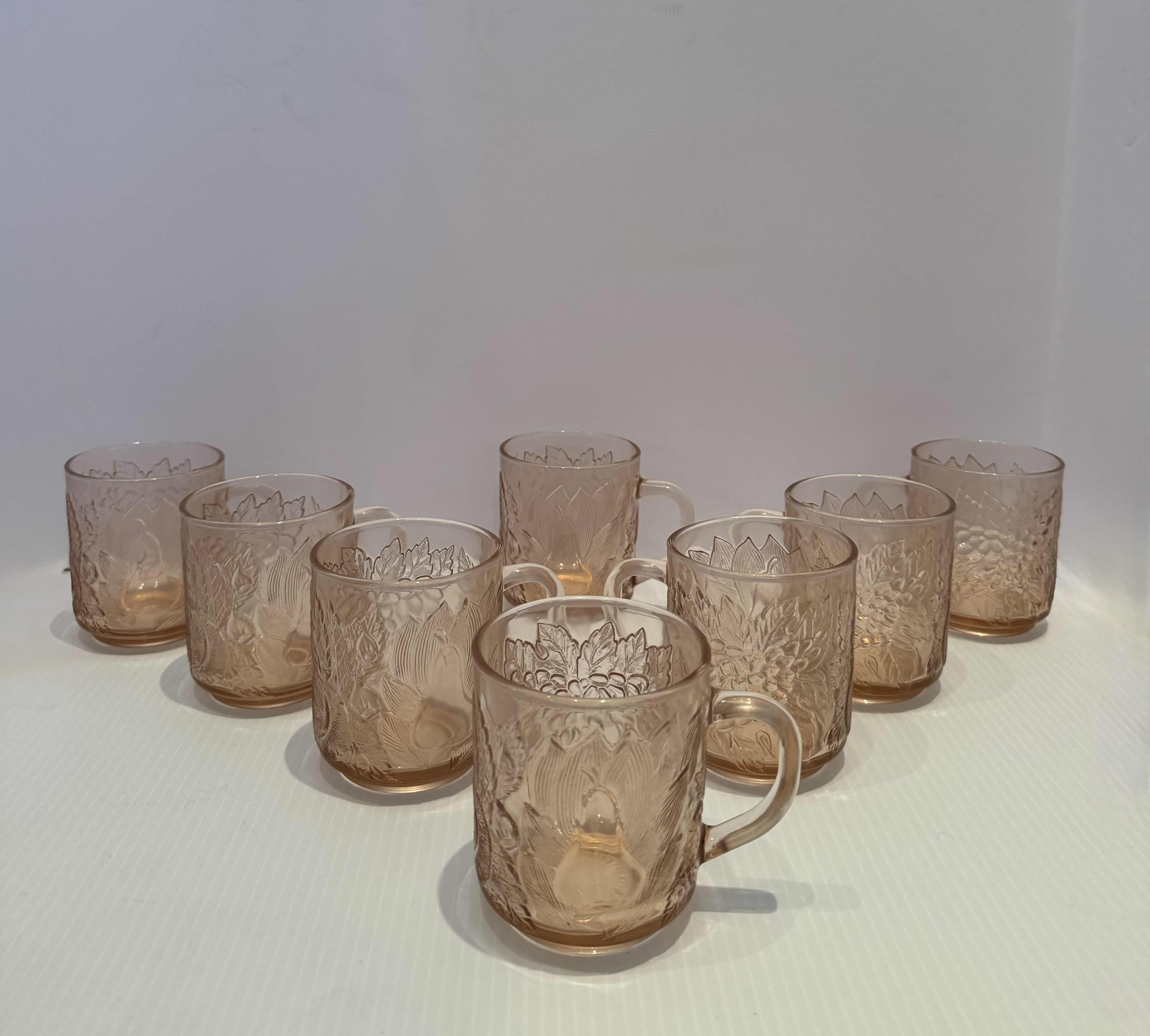 Photo 1 of 8-VINTAGE PINK DEPRESSION GLASS MUG, D3” X H4”