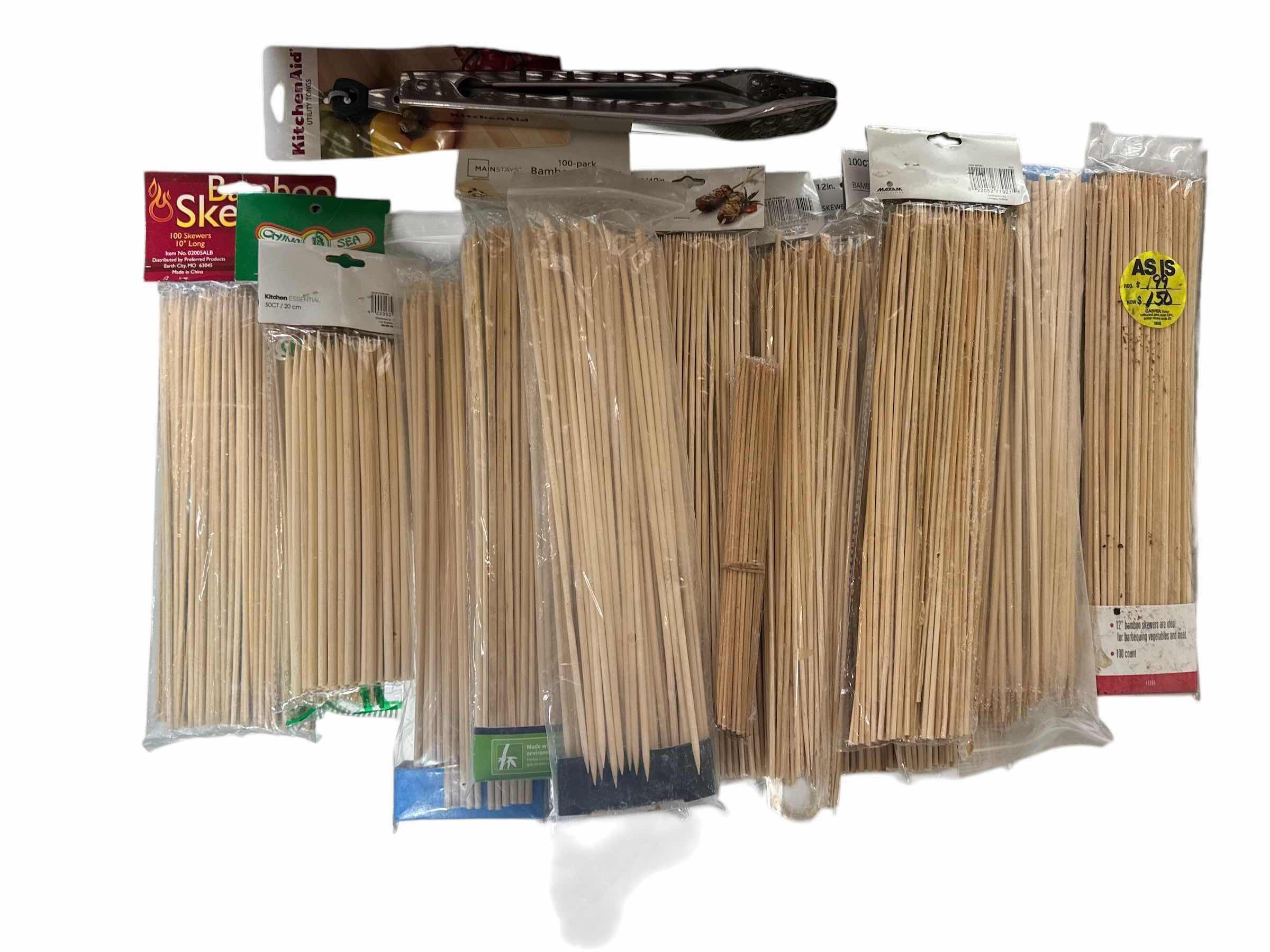 Photo 1 of 15 PACKAGES OF VARIOUS SIZED BAMBOO SKEWERS, DIGITAL THERMOMETER AND SPATULAS WITH BASTING BRUSH
