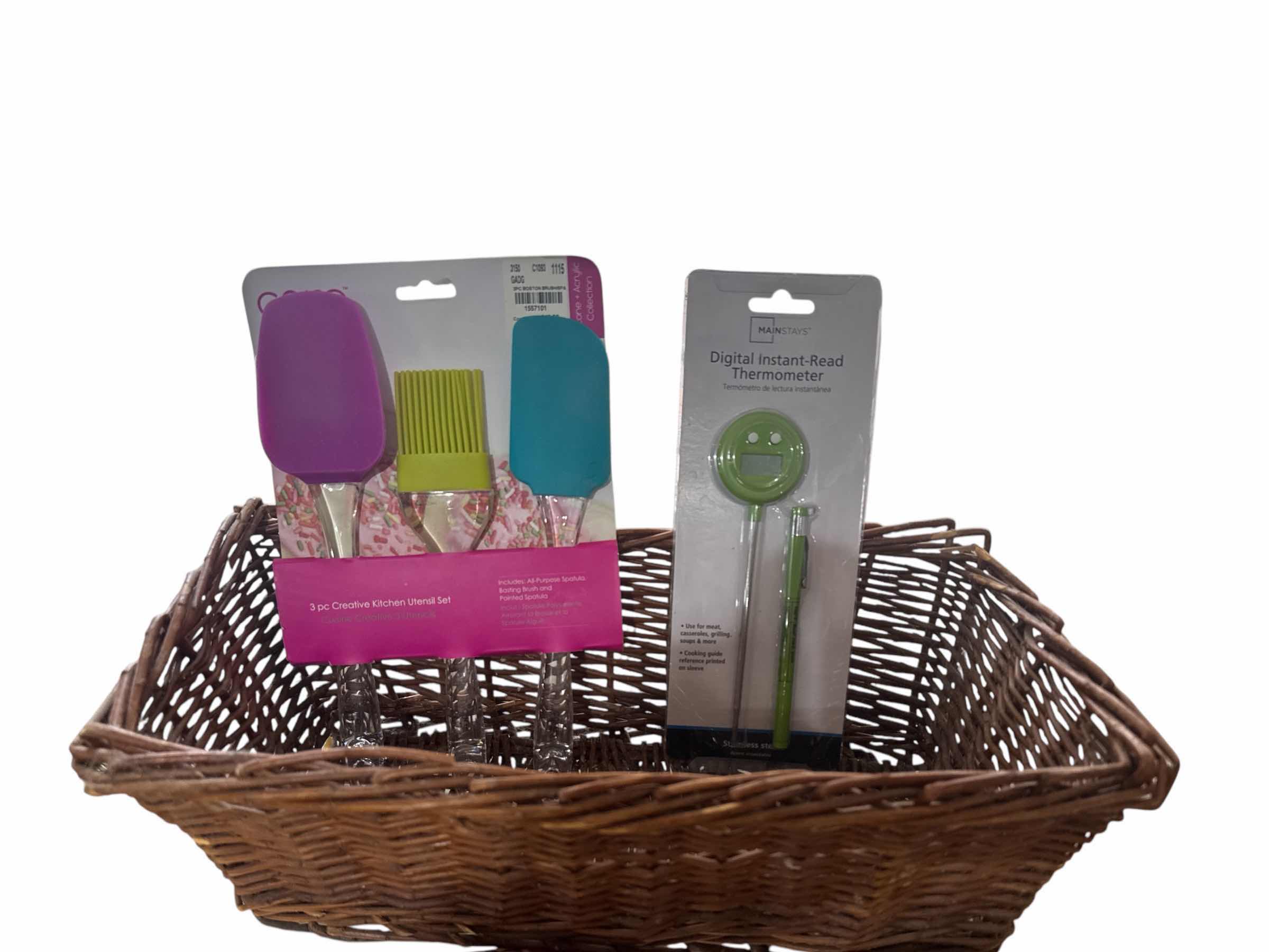 Photo 1 of 15 PACKAGES OF VARIOUS SIZED BAMBOO SKEWERS, DIGITAL THERMOMETER AND SPATULAS WITH BASTING BRUSH