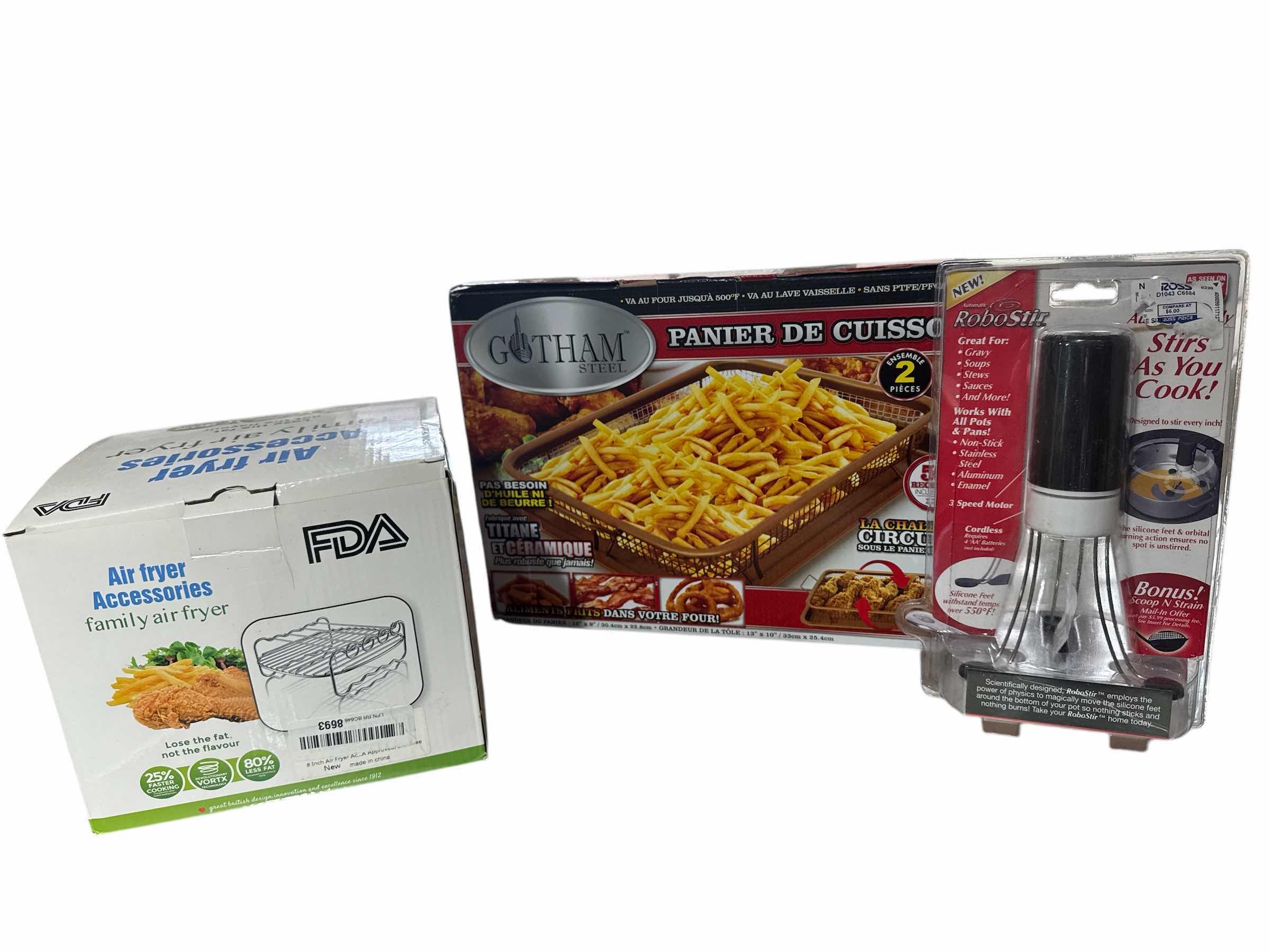 Photo 1 of 3 KITCHEN ESSENTIALS- AIR FRYER ACCESSORIES, ROBO STIR, CRISPER TRAY