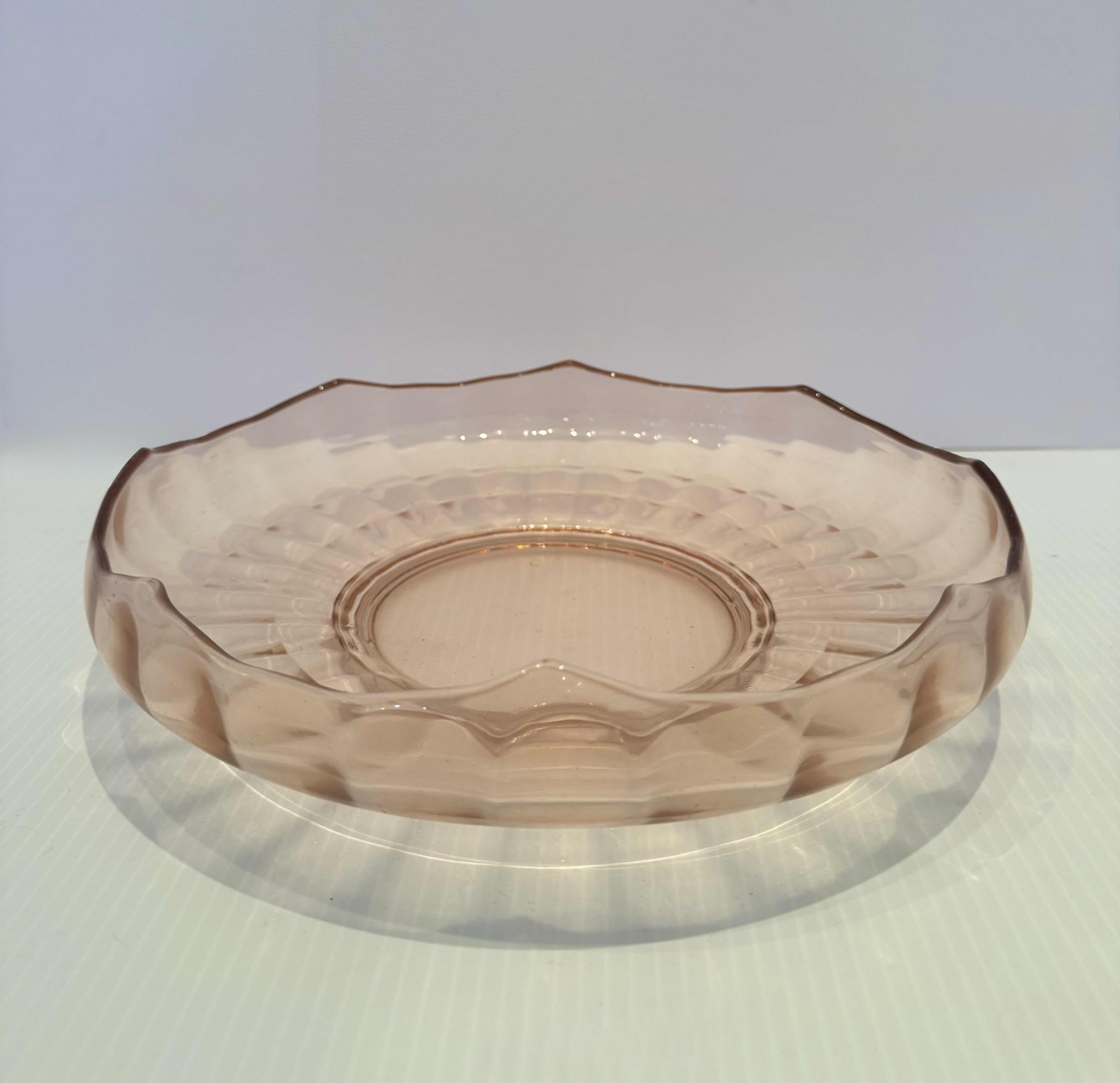 Photo 1 of 3-VINTAGE PINK DEPRESSION GLASS SERVING TRAY, BOWL, AND PLATE, SET OF 3 10"D





