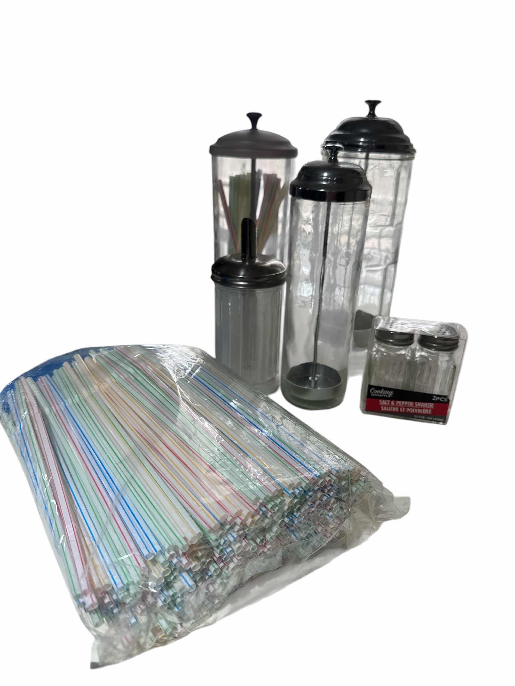 Photo 1 of 3 STRAW DISPENSERS, SALT & PEPPER SHAKERS, SUGAR DISPENSER