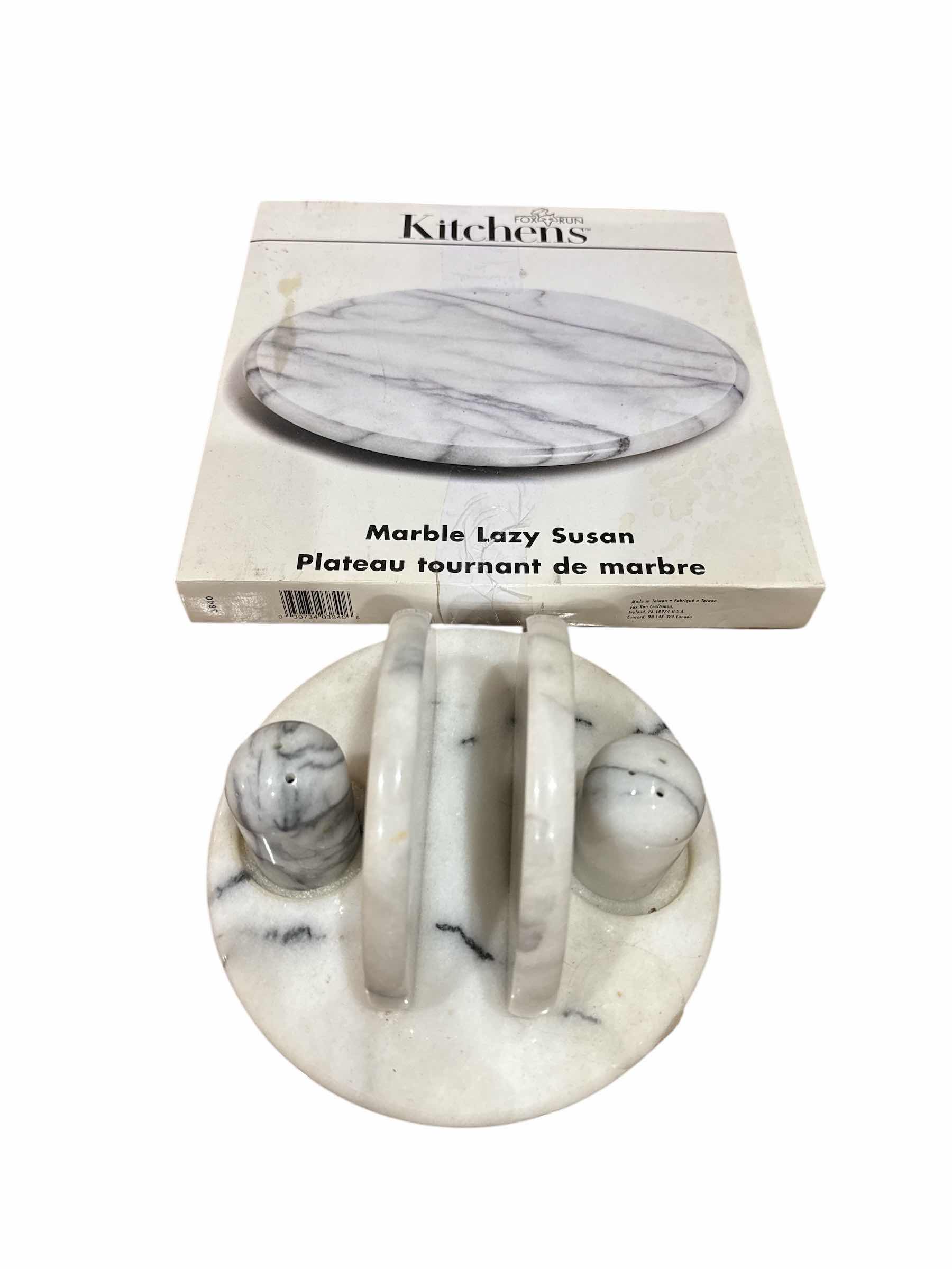Photo 1 of BRAND NEW MARBLE LAZY SUSAN AND MARBLE NAPKIN HOLDER WITH MARBLE SALT AND PEPPER SHAKERS
