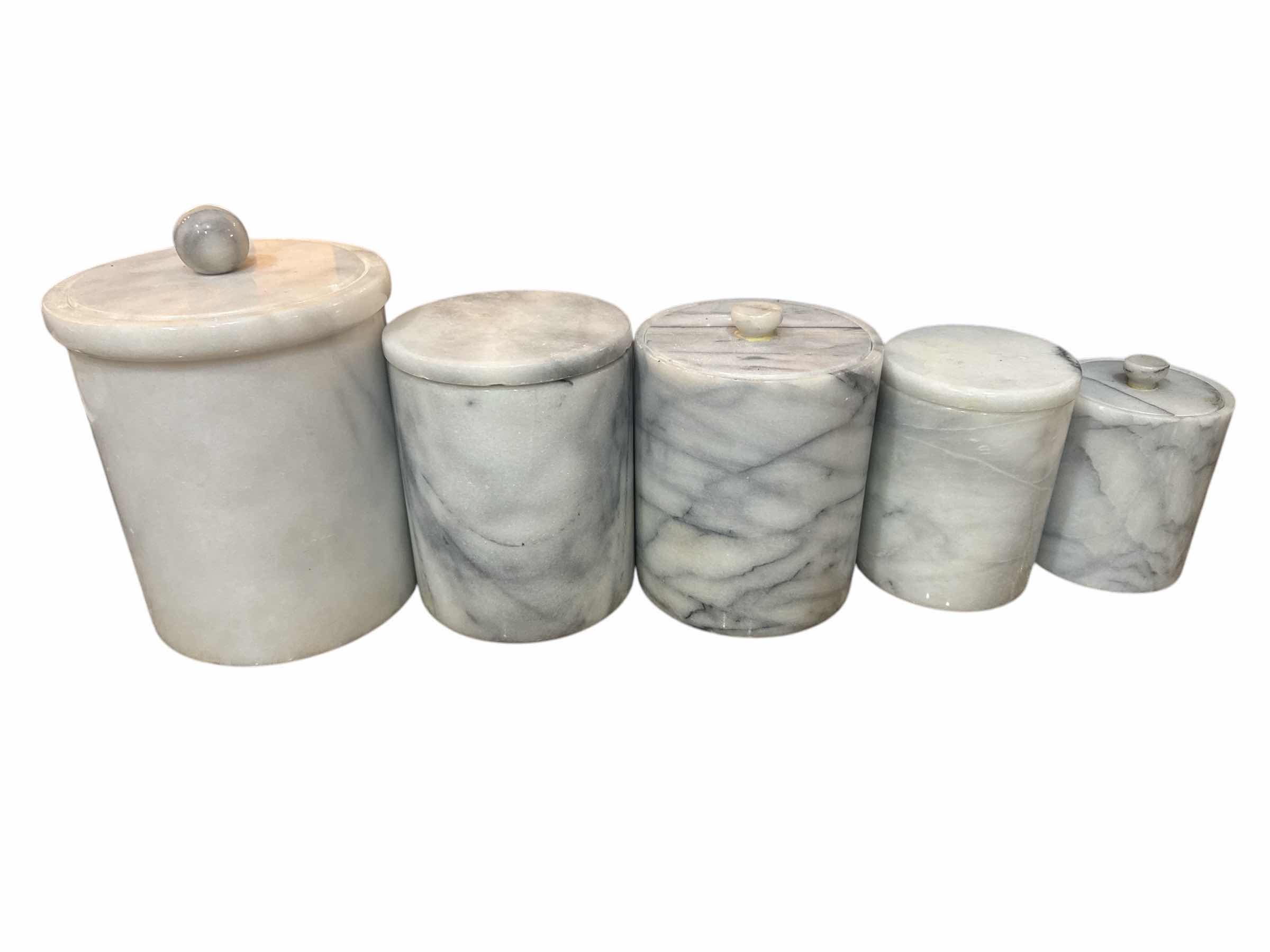 Photo 1 of 5 MARBLE CANISTERS WITH VARIOUS LIDS