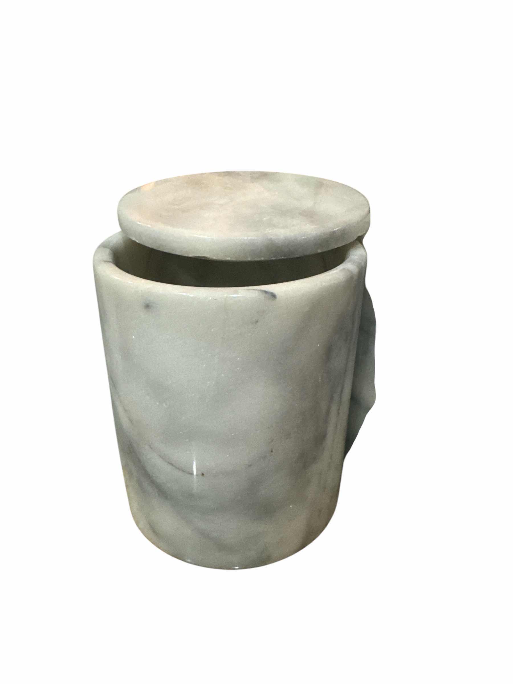 Photo 1 of 5 MARBLE CANISTERS WITH VARIOUS LIDS