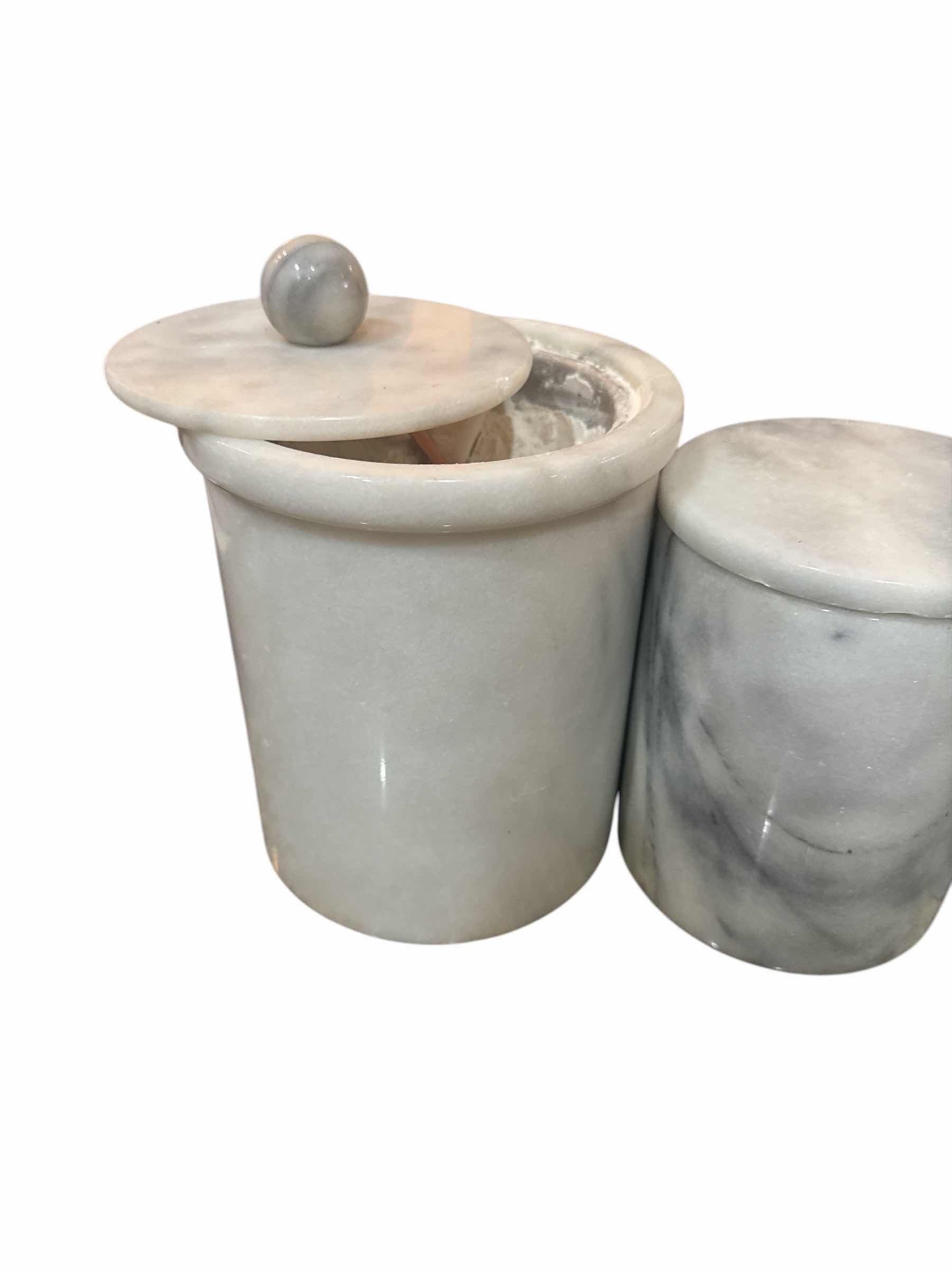 Photo 1 of 5 MARBLE CANISTERS WITH VARIOUS LIDS