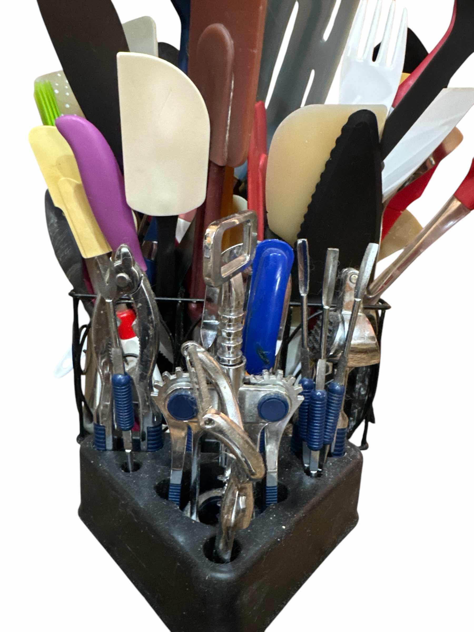 Photo 1 of KITCHEN & BAR UTENSILS, INCLUDING NEW KITCHEN AID CAN OPENER, ICE CREAM SCOOPED AND WHISK