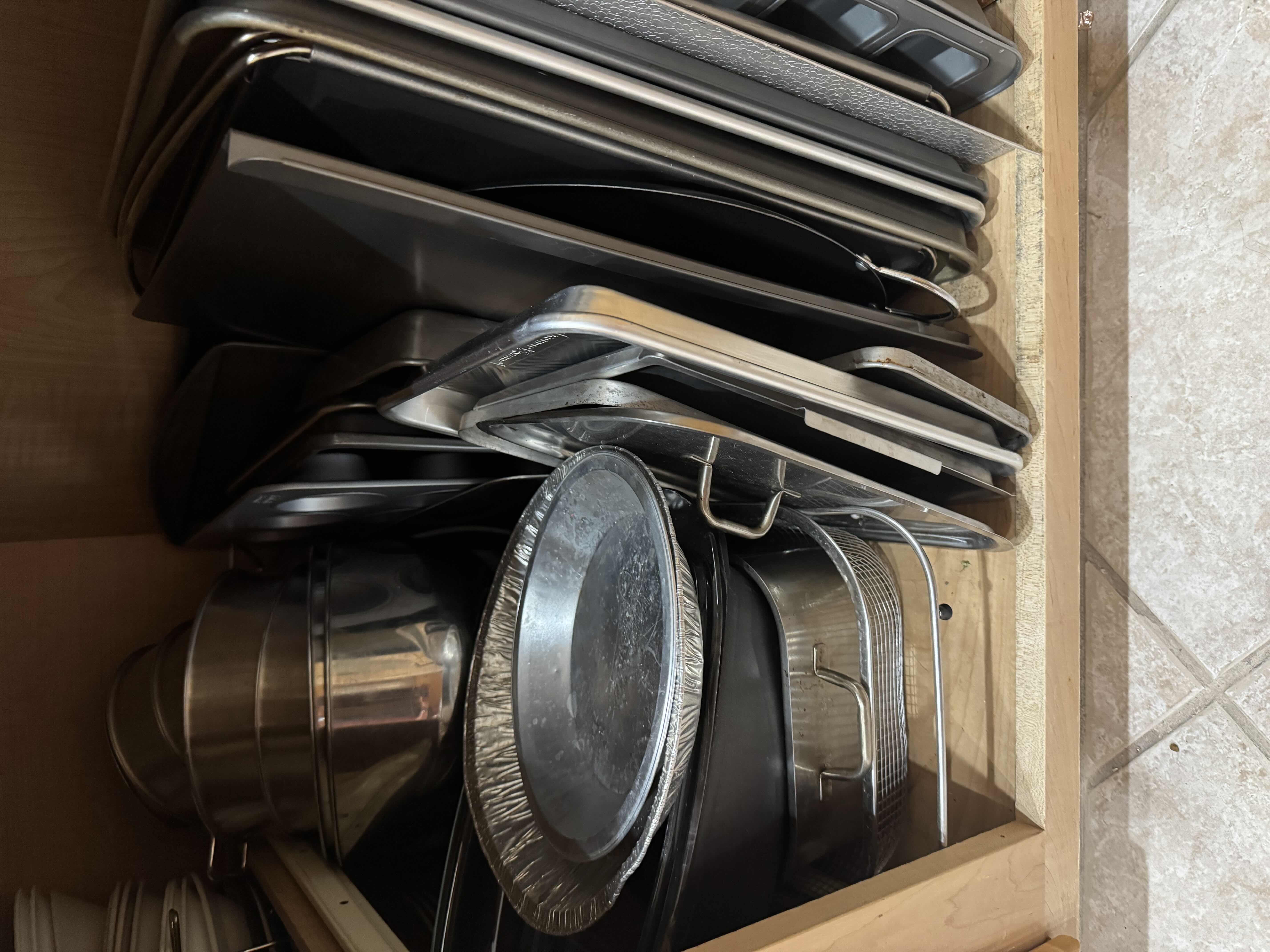 Photo 1 of CONTENTS OF CABINET-PANS, COOKIE SHEETS, STOCK POTS