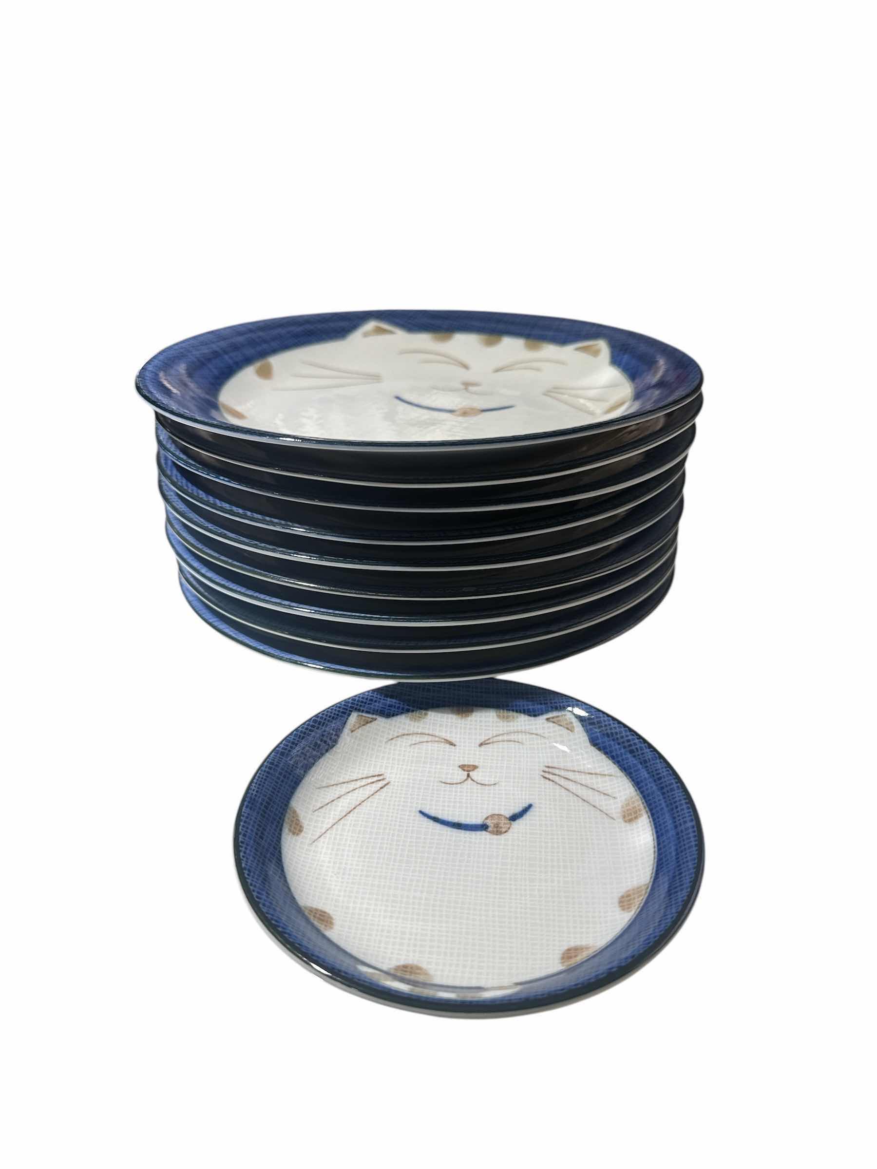 Photo 1 of 9 JAPANESE HAPPY CAT PLATES & 1 BREAD PLATE