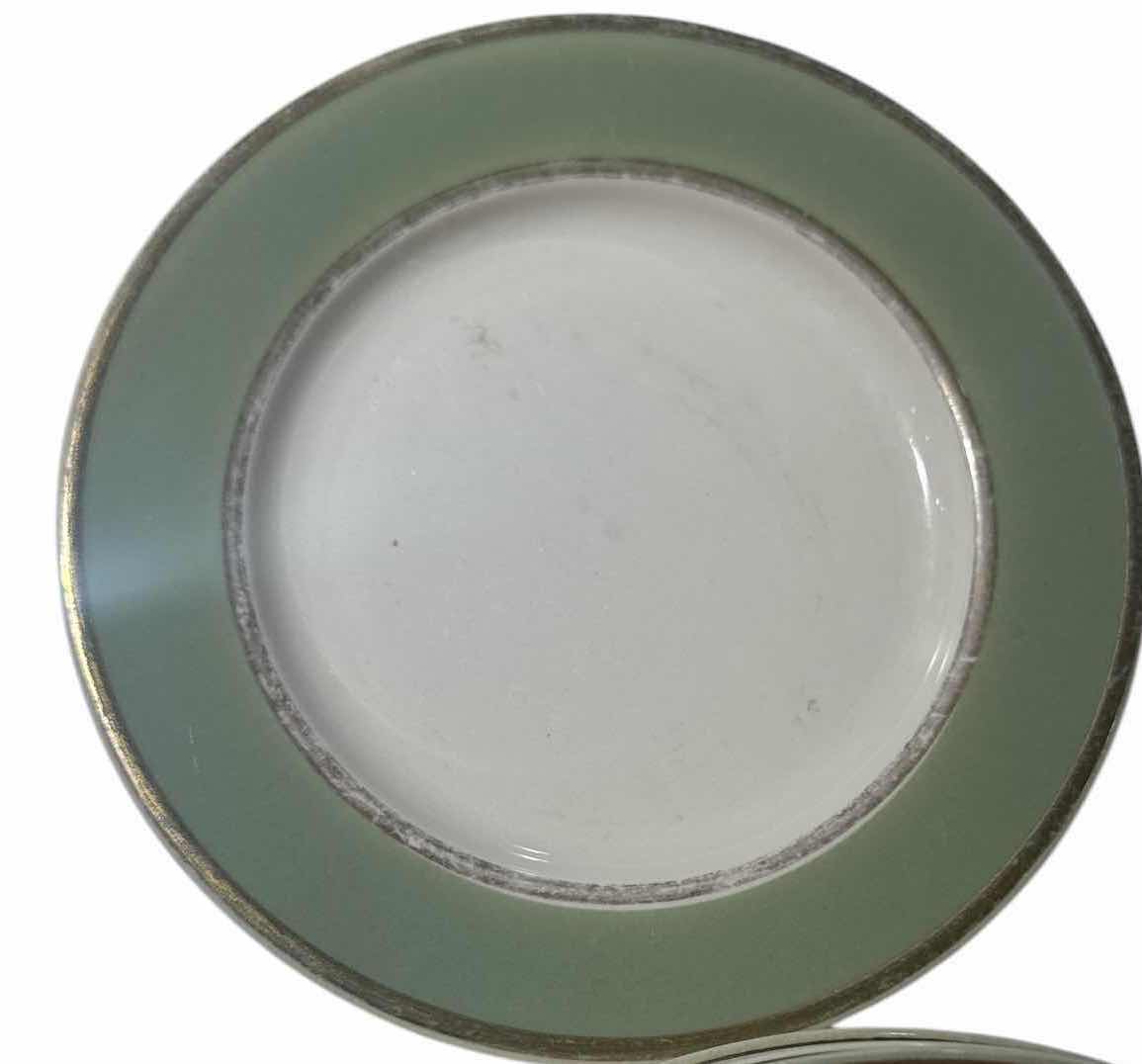 Photo 1 of 15 PIECES OF TAYLOR SMITH & TAYLOR CLASSIC HERITAGE CELADON GREEN DINNERWARE (4) DINNER PLATES, (5) SOUP BOWLS, (2) DESSERT BOWLS, (2) SAUCERS, (2) BREAD PLATES