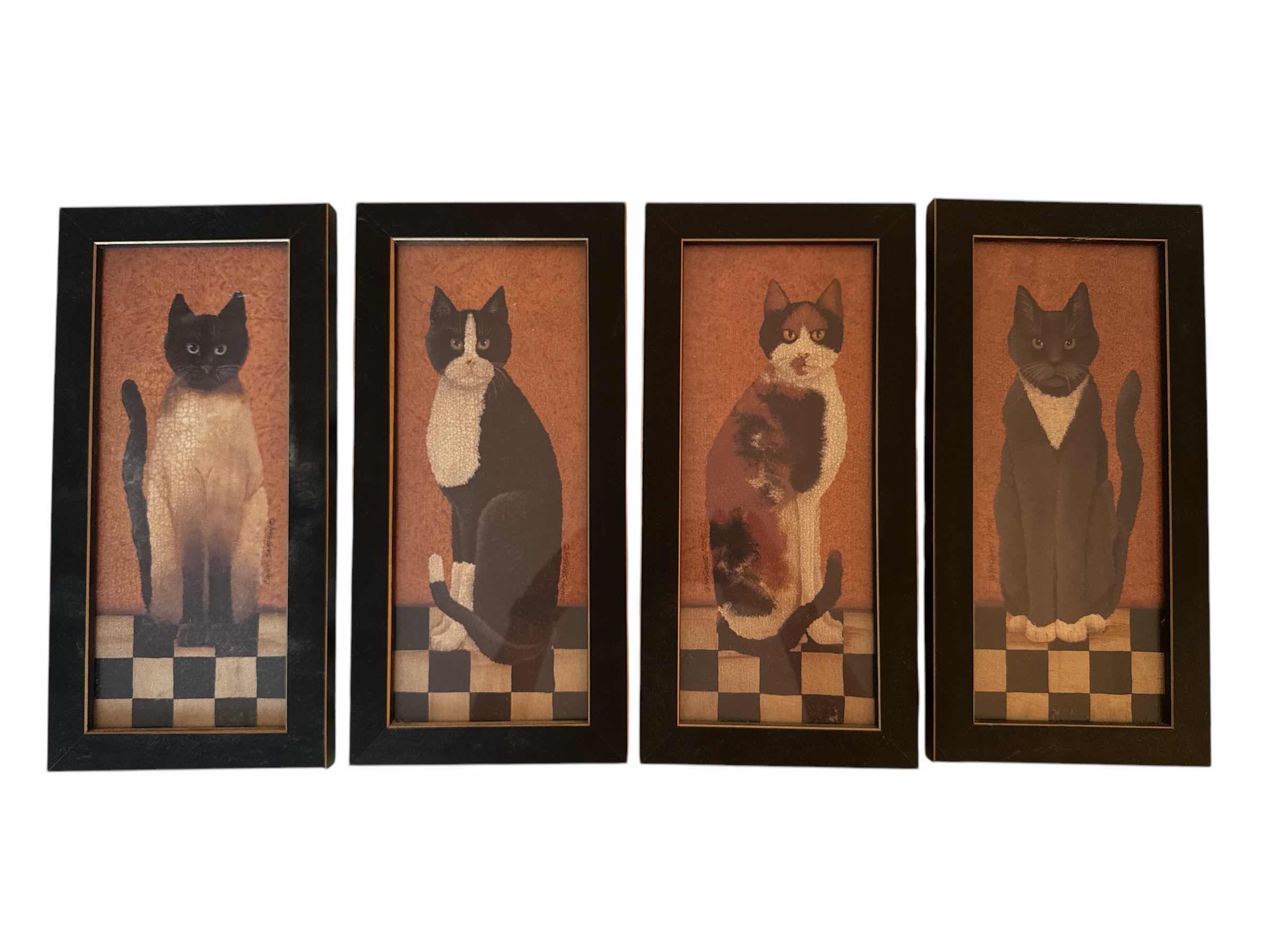 Photo 1 of SET OF 4 CAT ARTWORK 7” X 14”