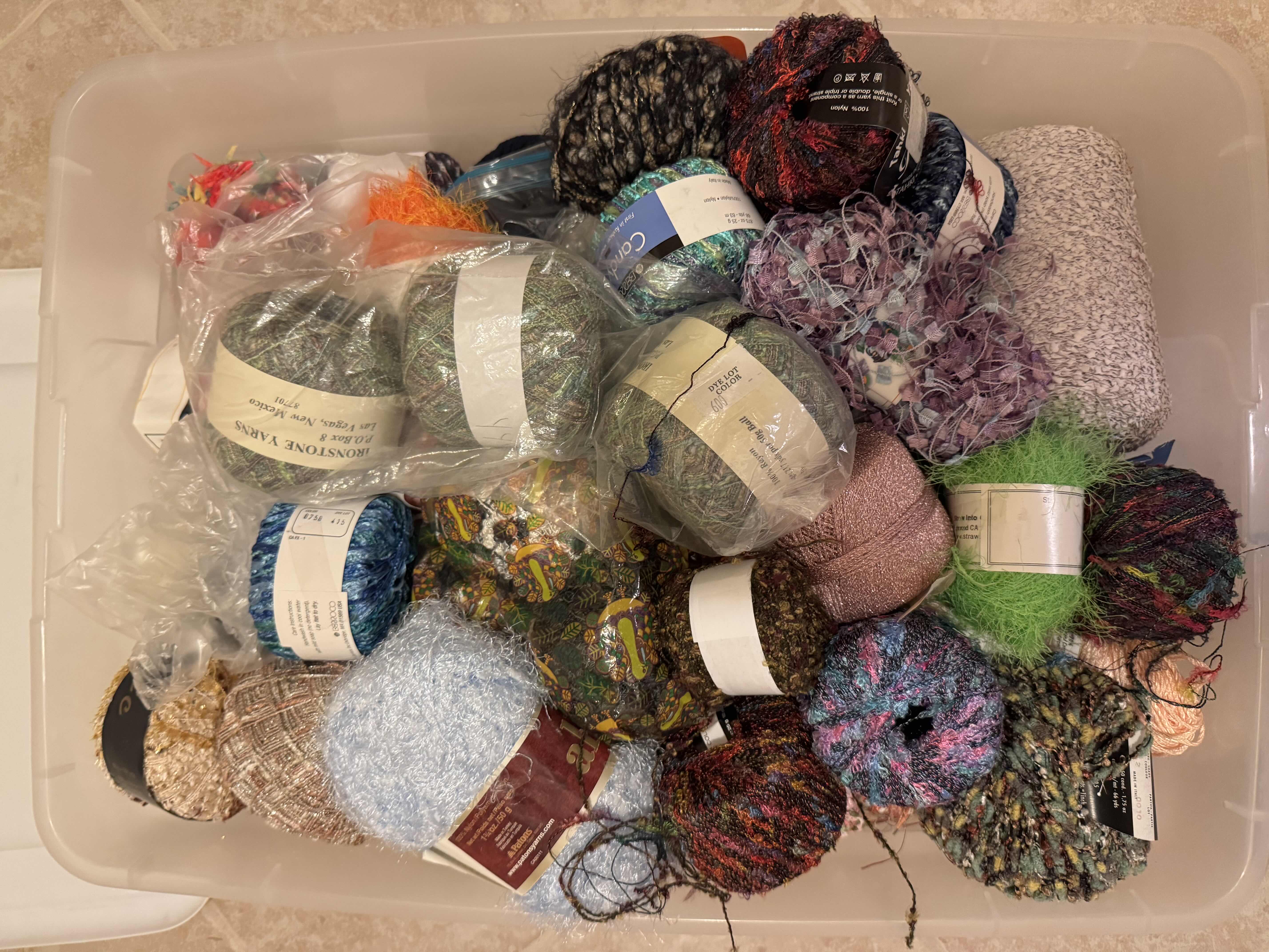 Photo 1 of TOTE OF SPECIALTY YARN/FIBER ART MATERIAL