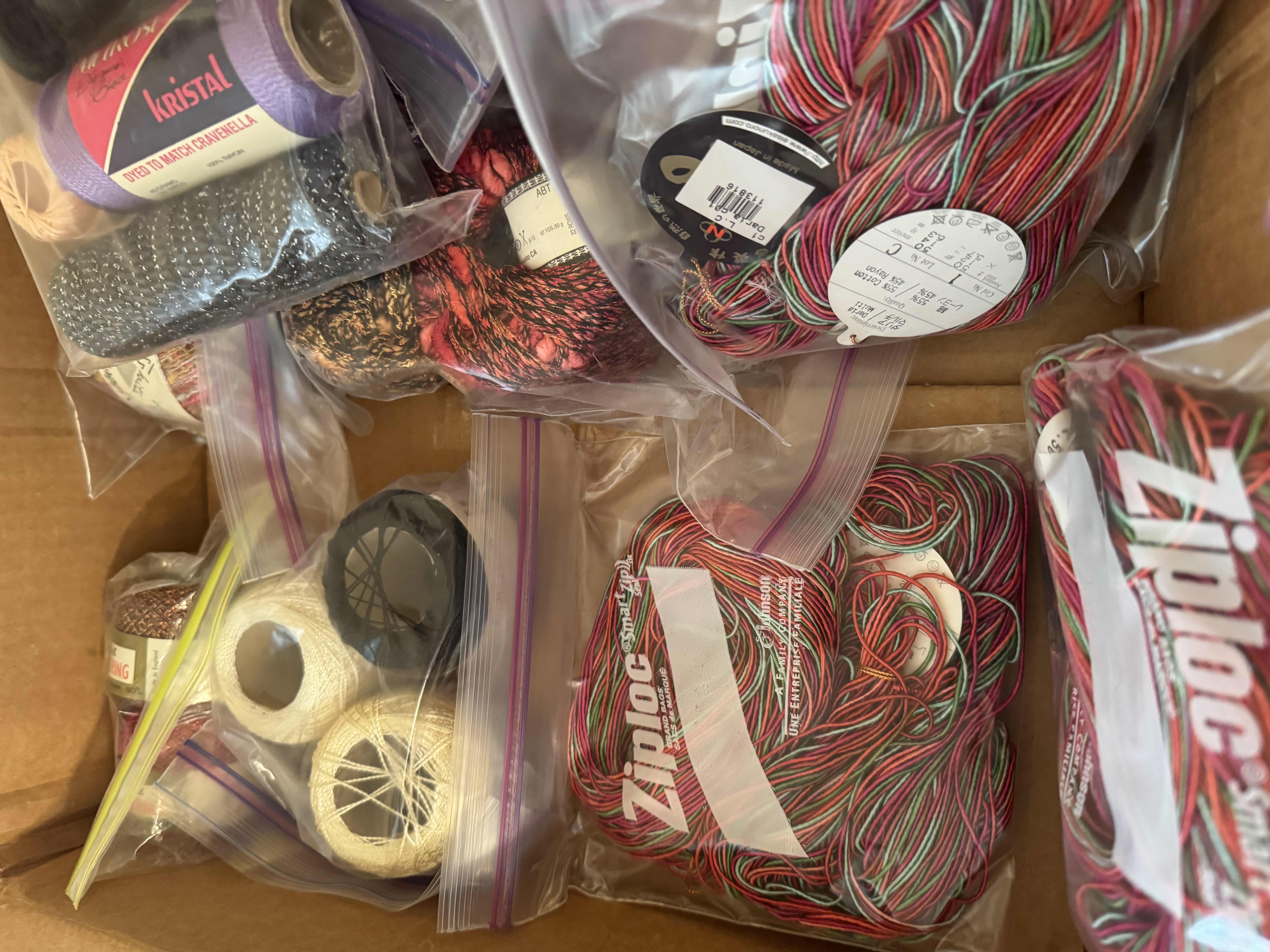 Photo 1 of TOTE OF SPECIALTY YARN/FIBER ART MATERIAL