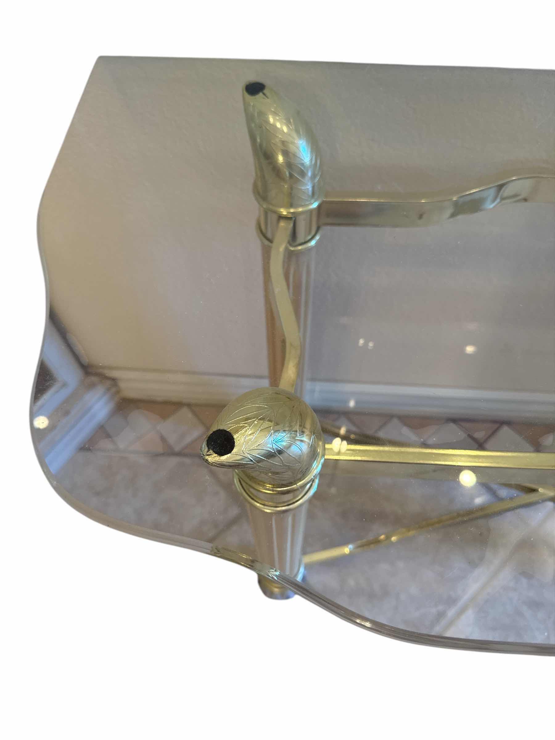 Photo 1 of BRASS AND GLASS CONSOLE TABLE 17“ x 46“ H26”