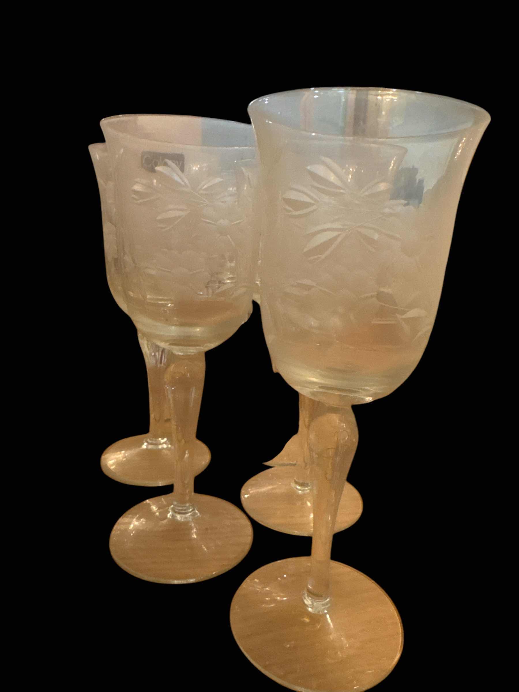 Photo 1 of 11 FLORAL ETCHED WINE GOBLETS