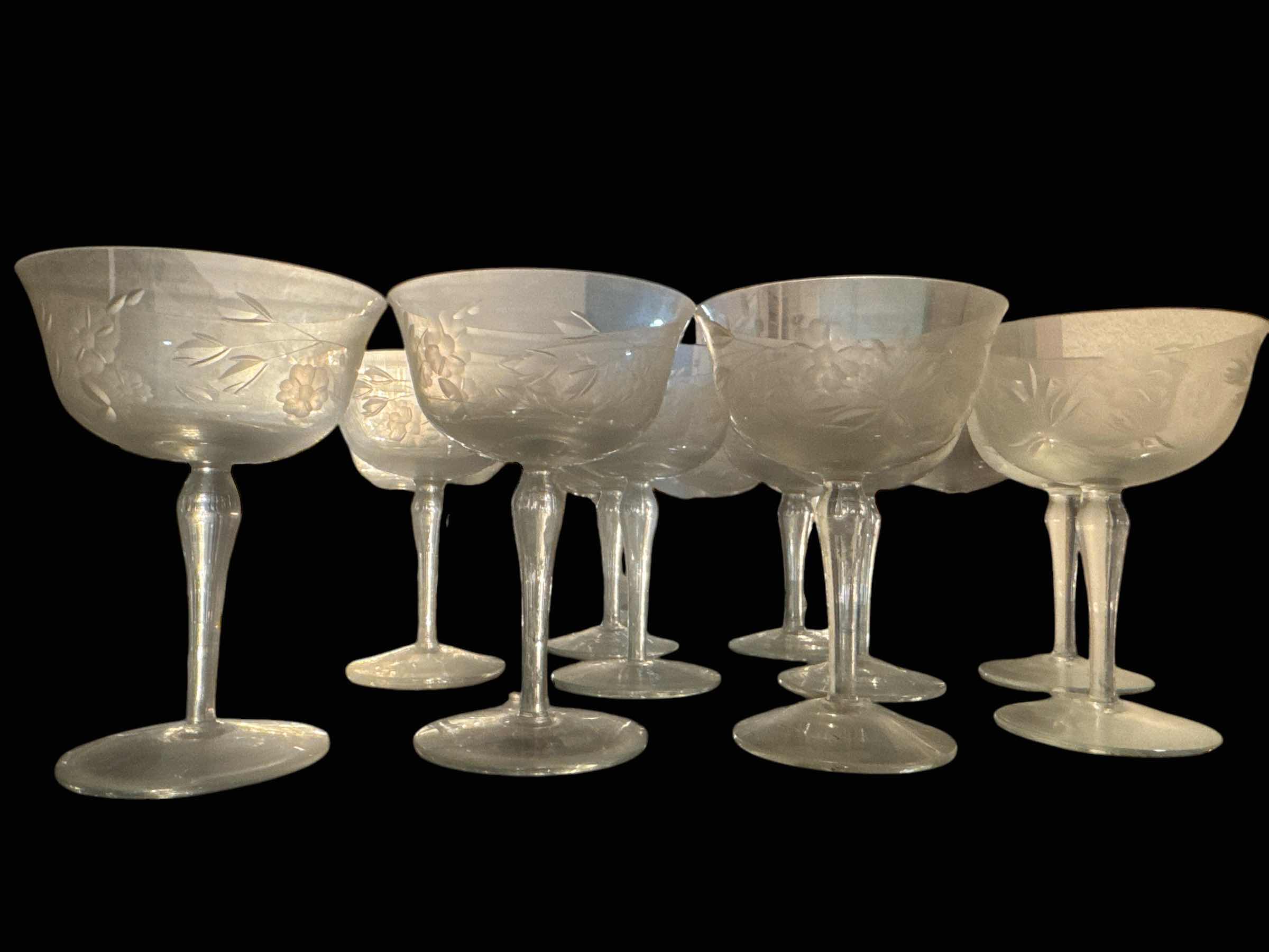 Photo 1 of 11 FLORAL ETCHED CHAMPAGNE GLASSES