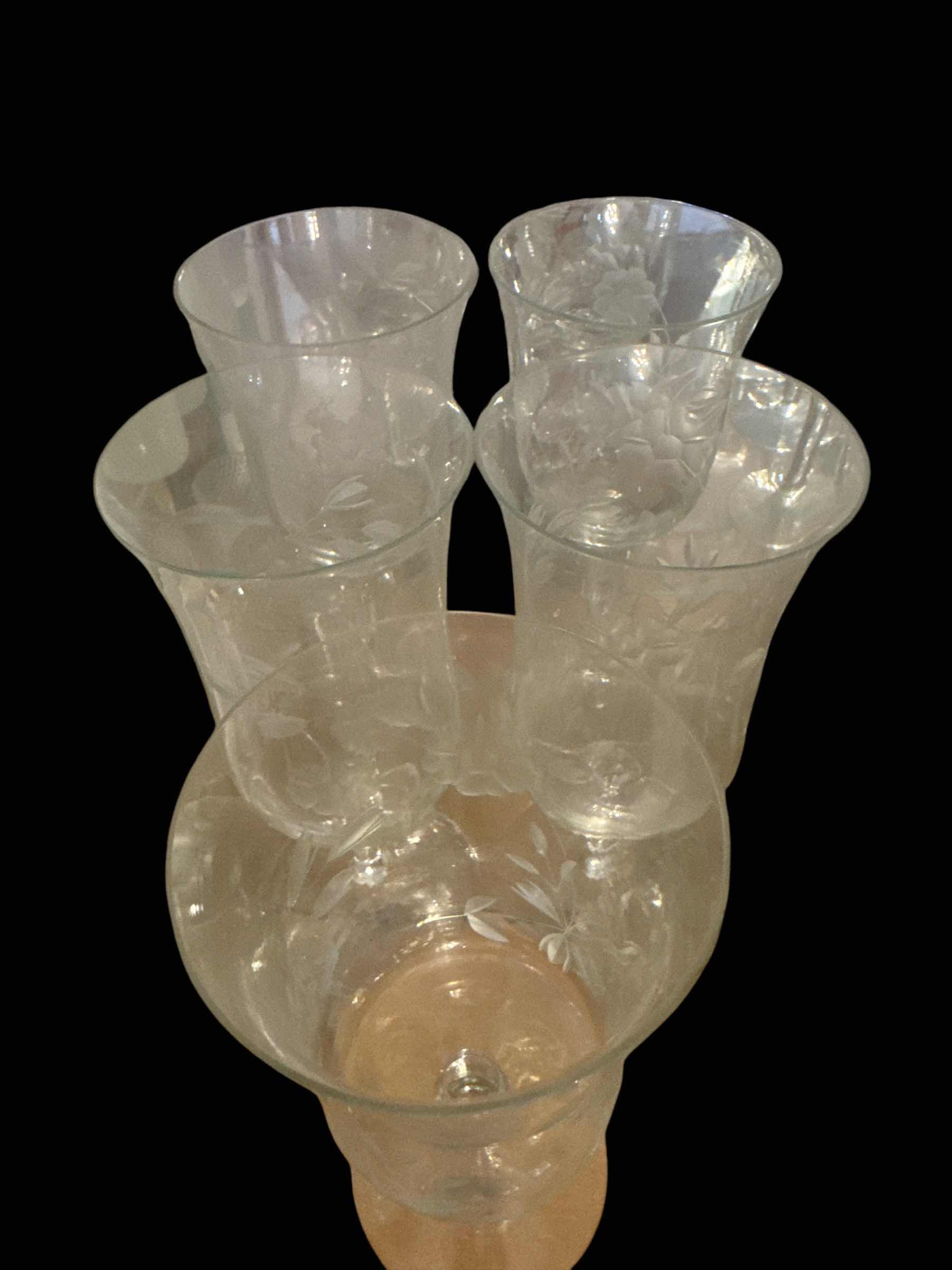 Photo 1 of 5 FLORAL ETCHED  WINE GOBLETS