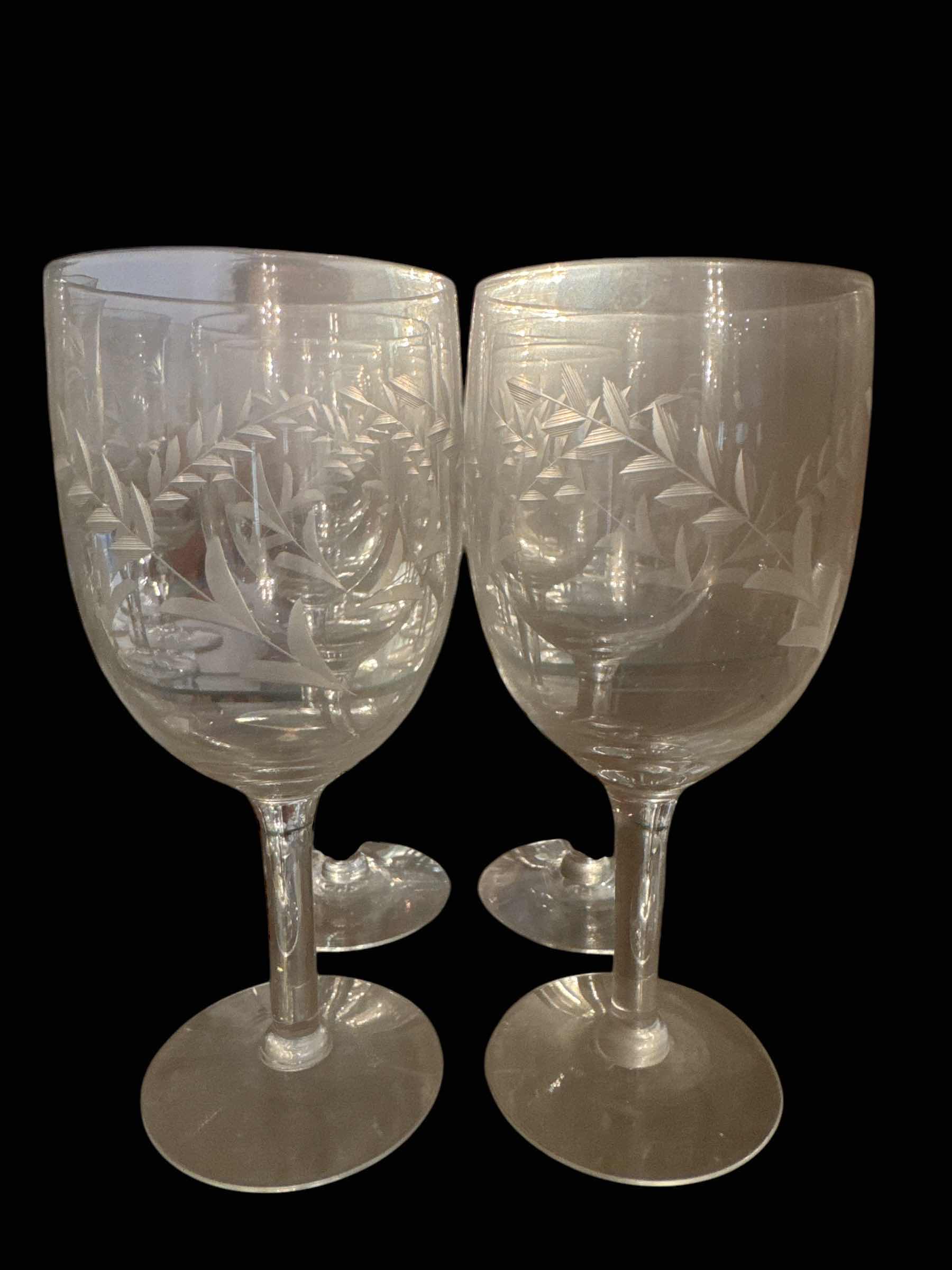 Photo 1 of 6 FLORAL ETCHED WINE GOBLETS