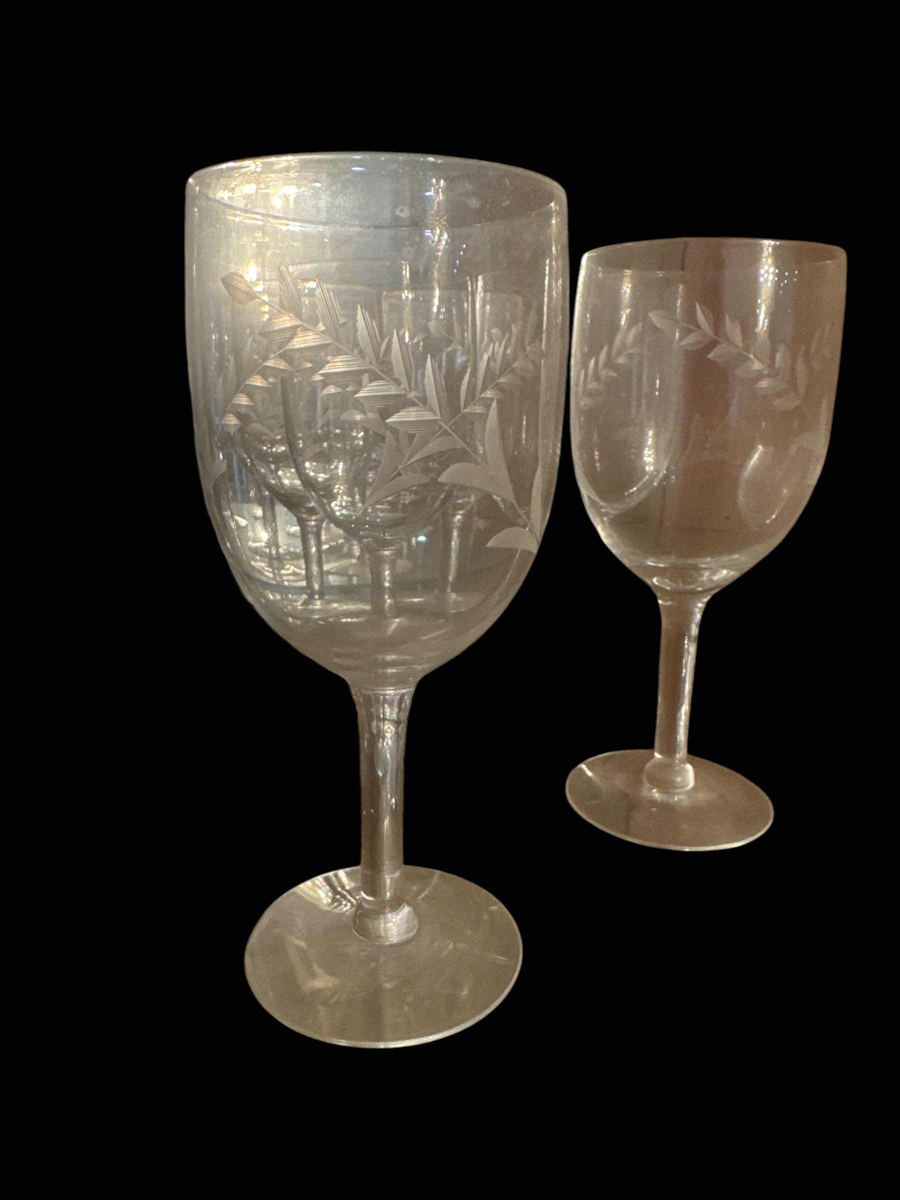 Photo 1 of 6 FLORAL ETCHED WINE GOBLETS