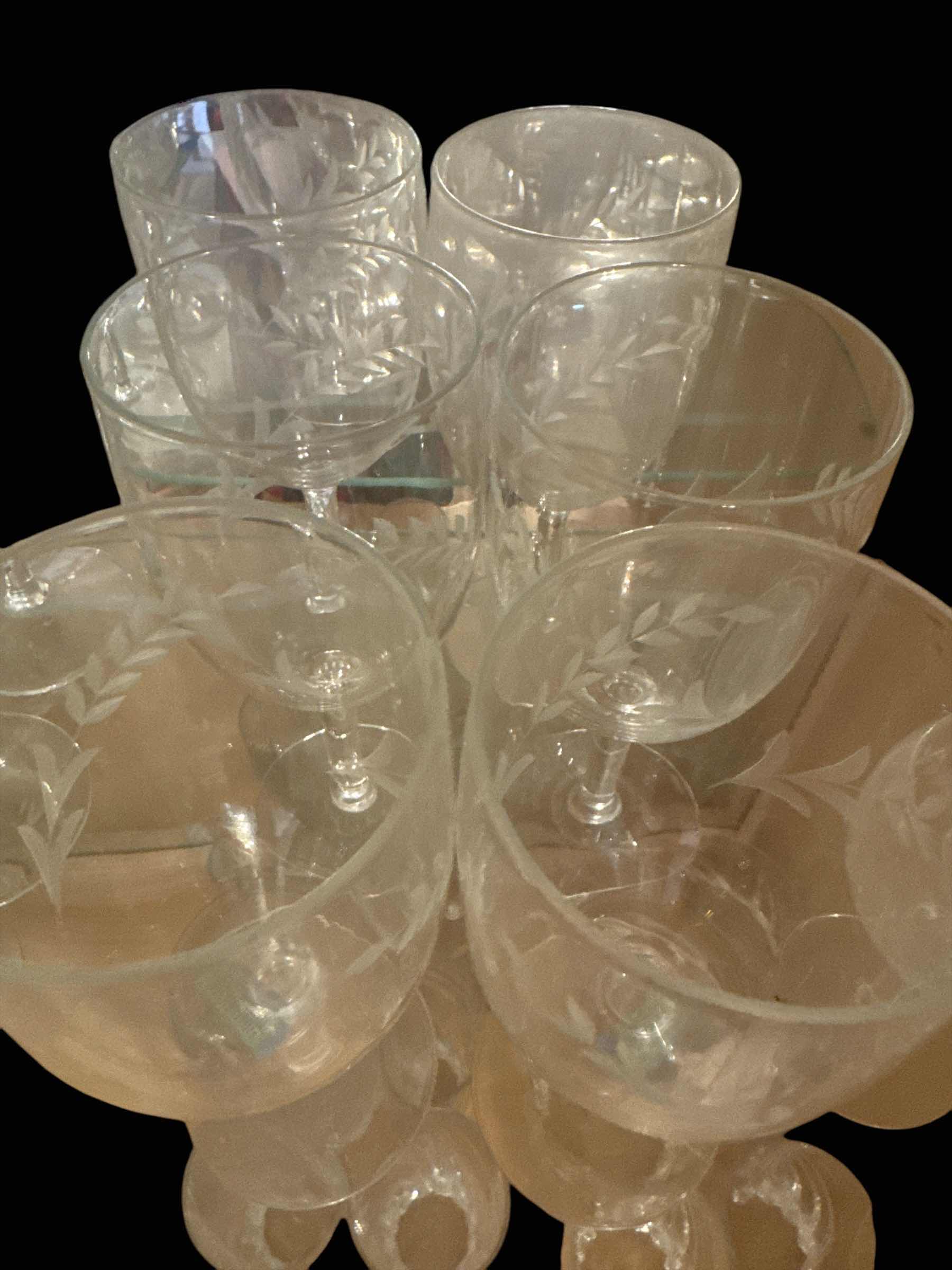 Photo 1 of 6 FLORAL ETCHED WINE GOBLETS