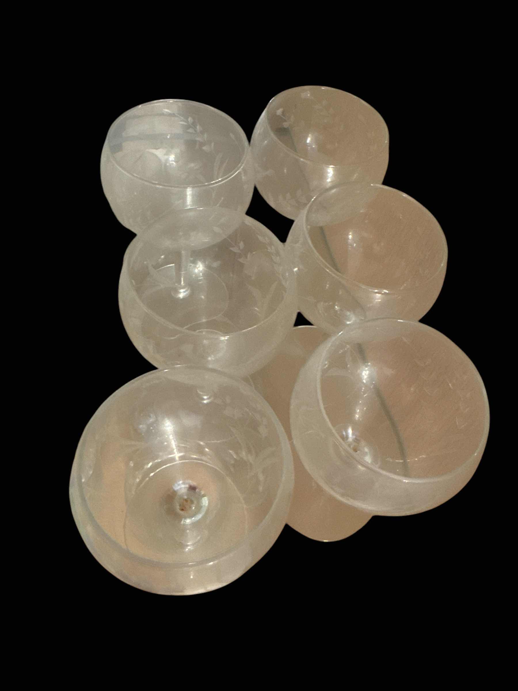 Photo 1 of 6 SMALL FLORAL ETCHED WINE GOBLETS