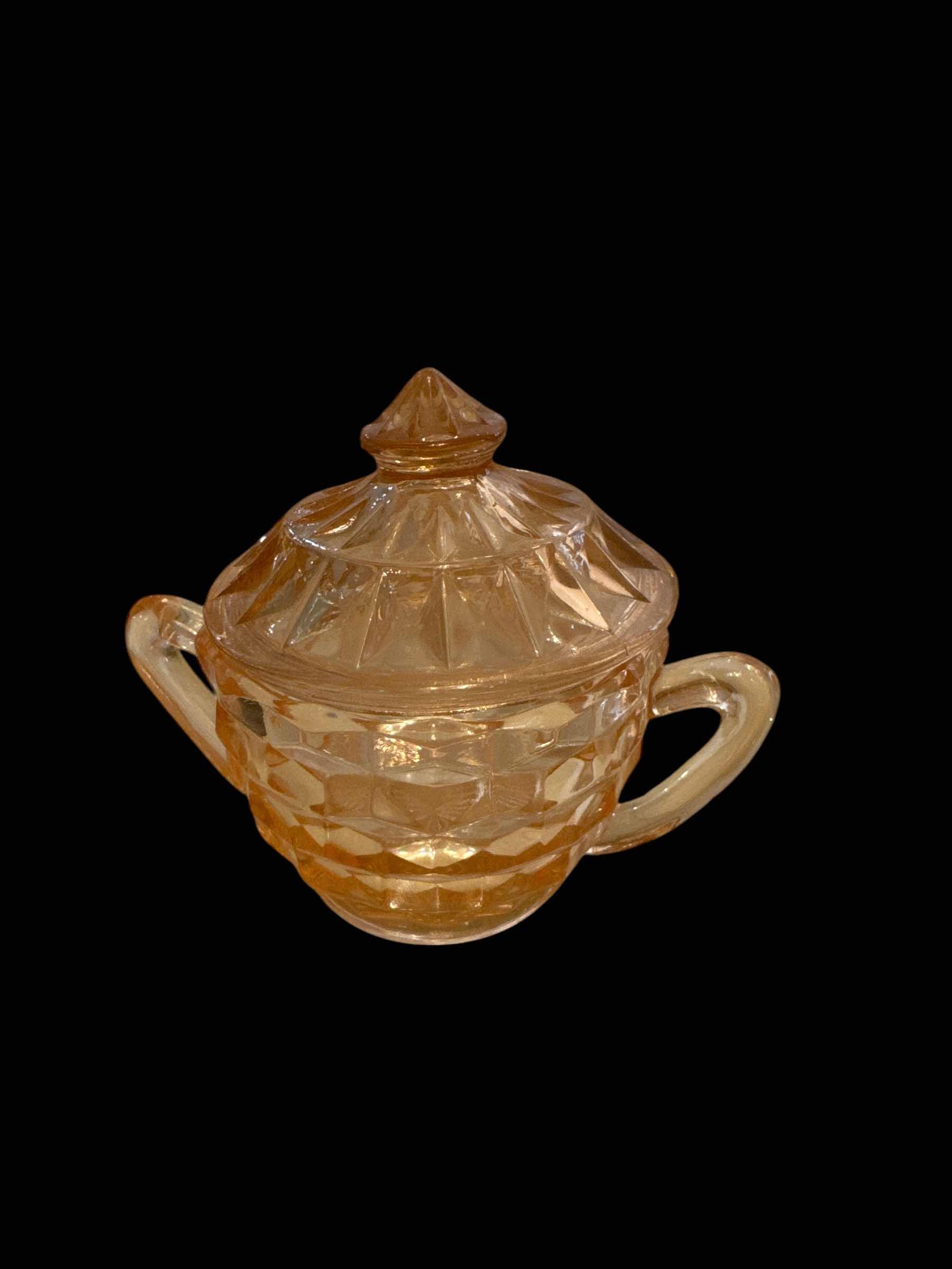 Photo 1 of 3 LIDDED PINK DEPRESSION GLASS SUGAR BOWLS