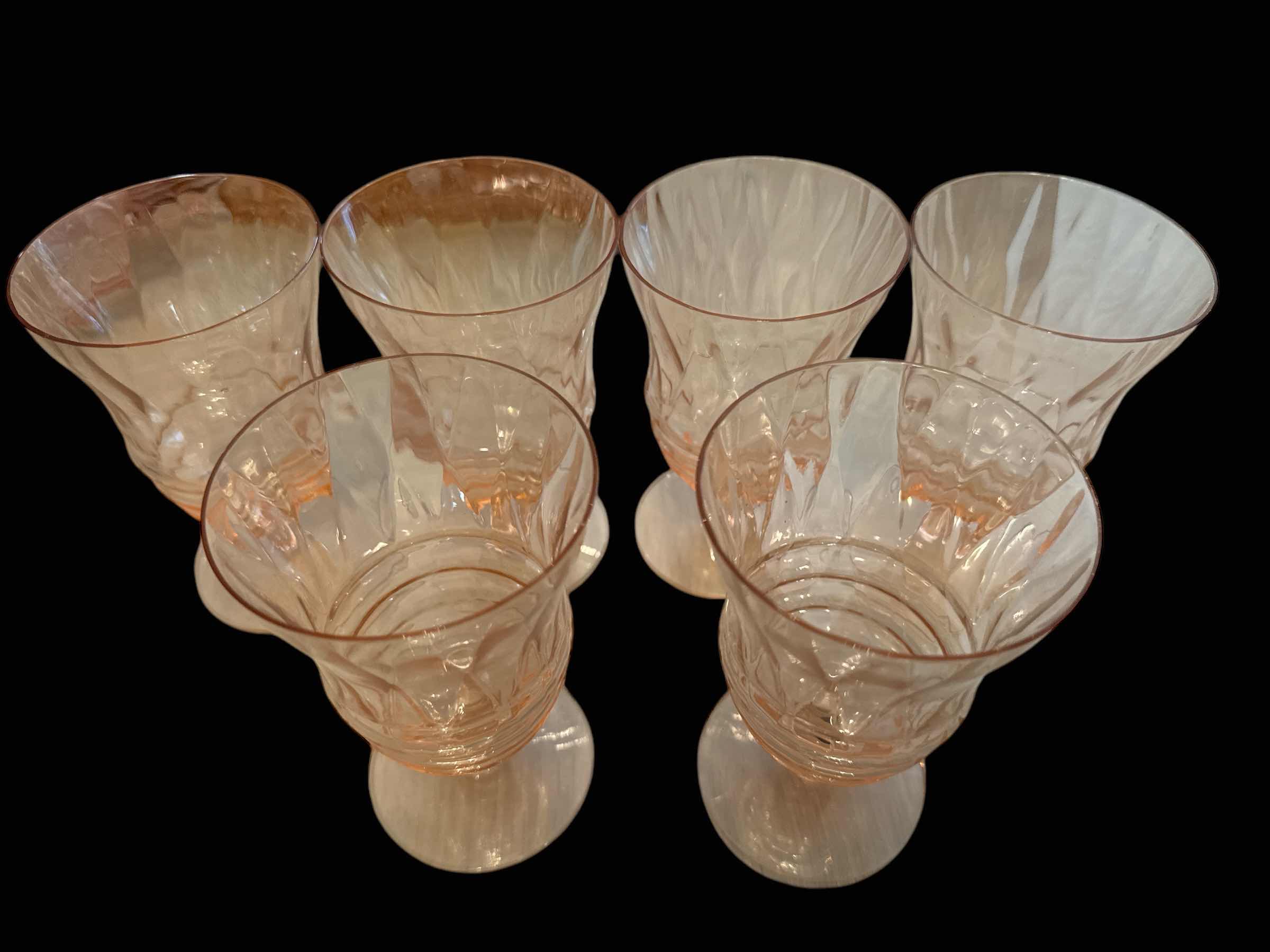 Photo 1 of 6 PINK DEPRESSION GLASSES IN ROSALIND SWIRL