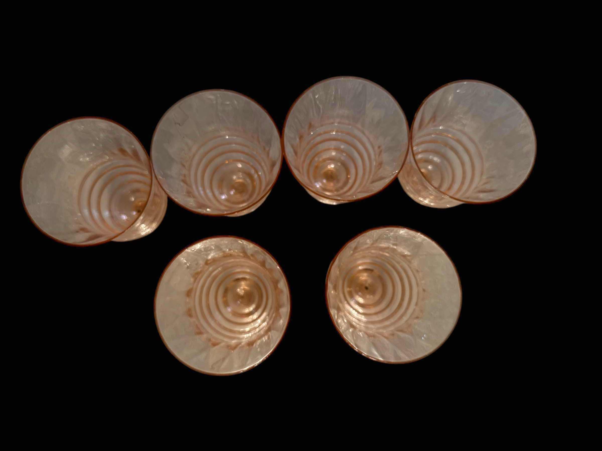 Photo 1 of 6 PINK DEPRESSION GLASSES IN ROSALIND SWIRL