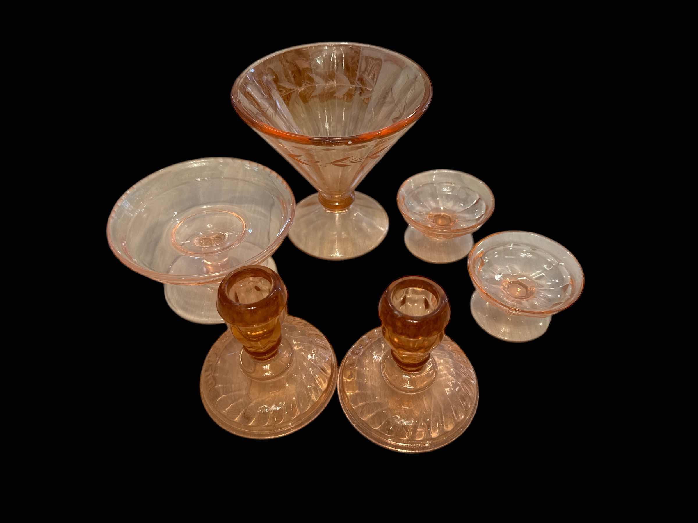 Photo 1 of 6 PIECES OF PINK DEPRESSION GLASS
