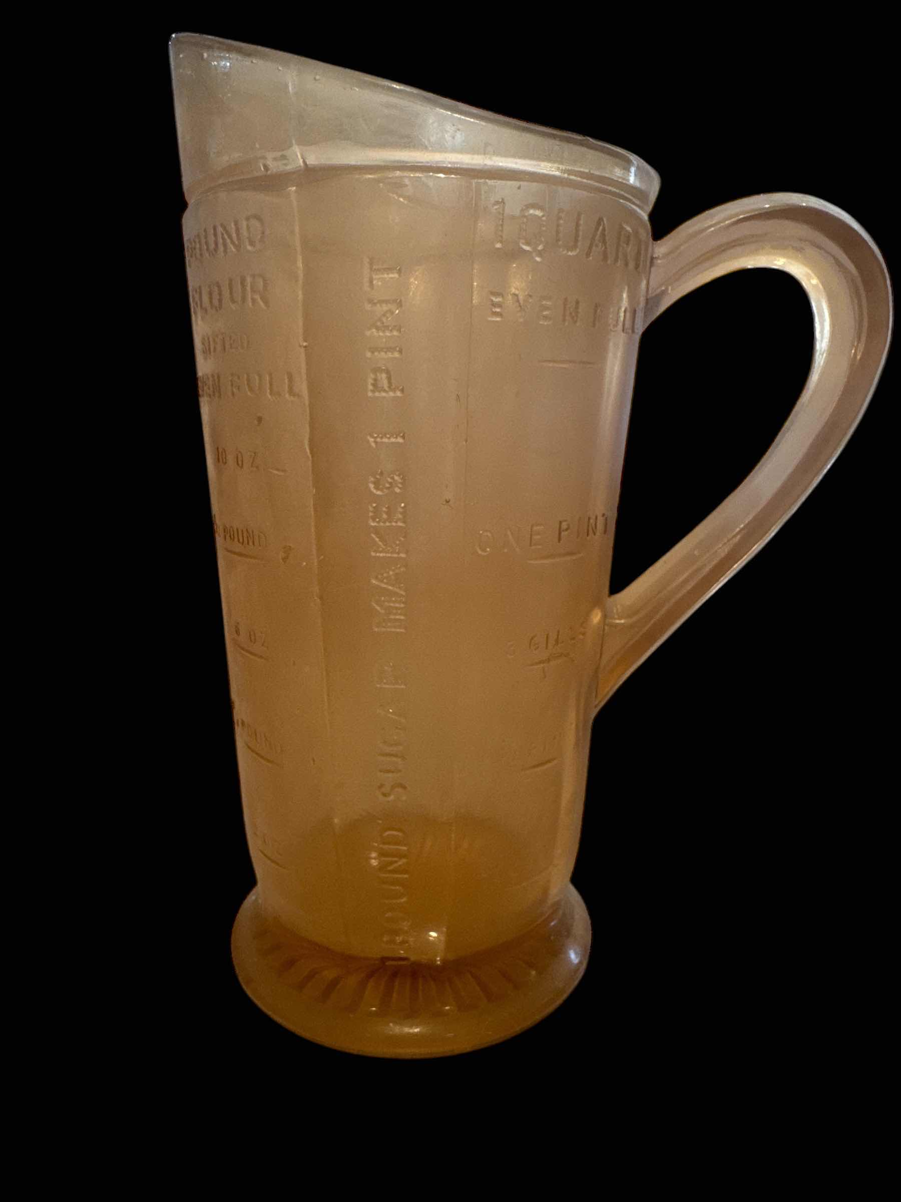 Photo 1 of 3 PINK DEPRESSION GLASS MEASURING CUPS & PITCHER