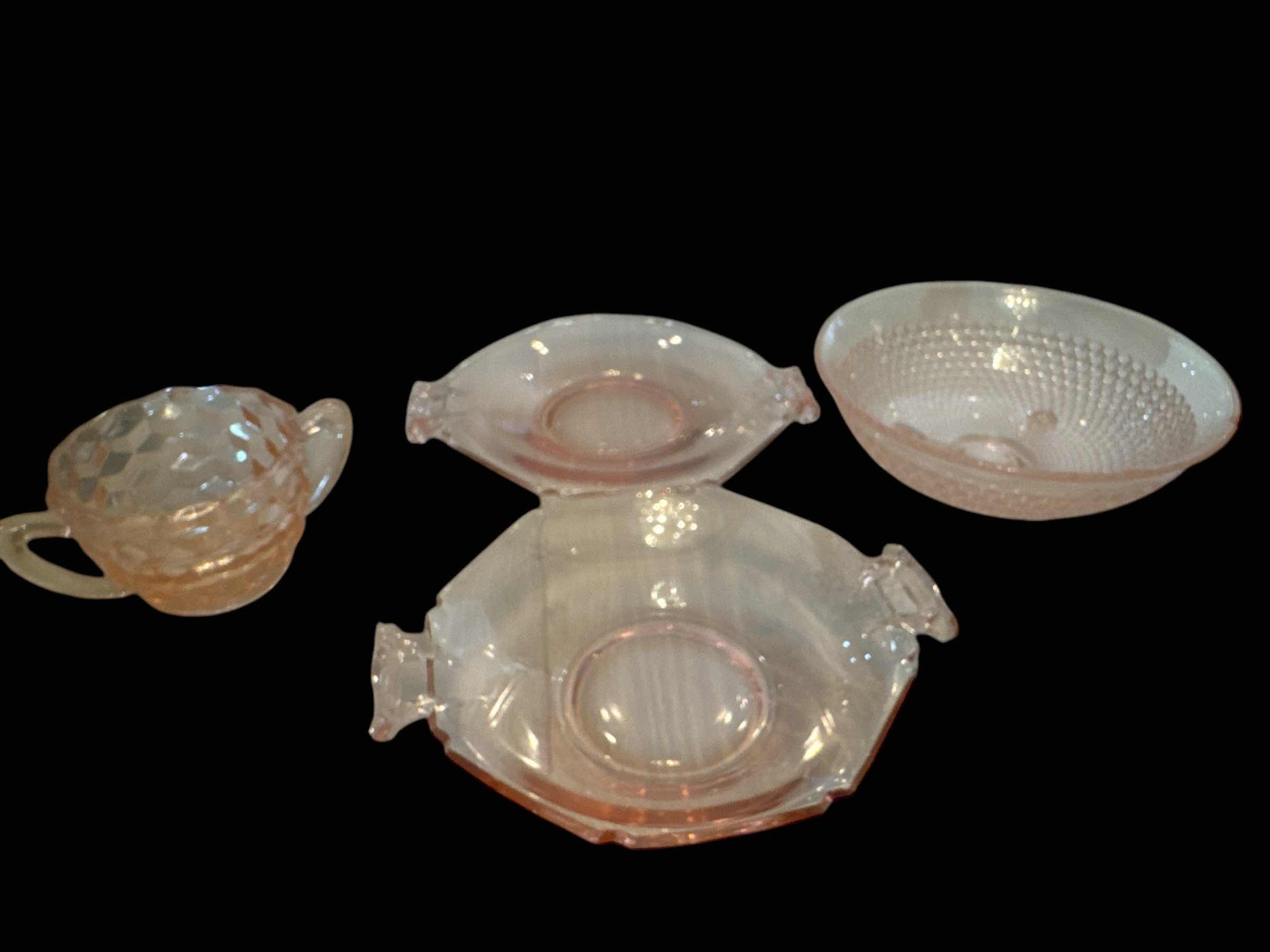 Photo 1 of 4 PIECES OF PINK DEPRESSION GLASS