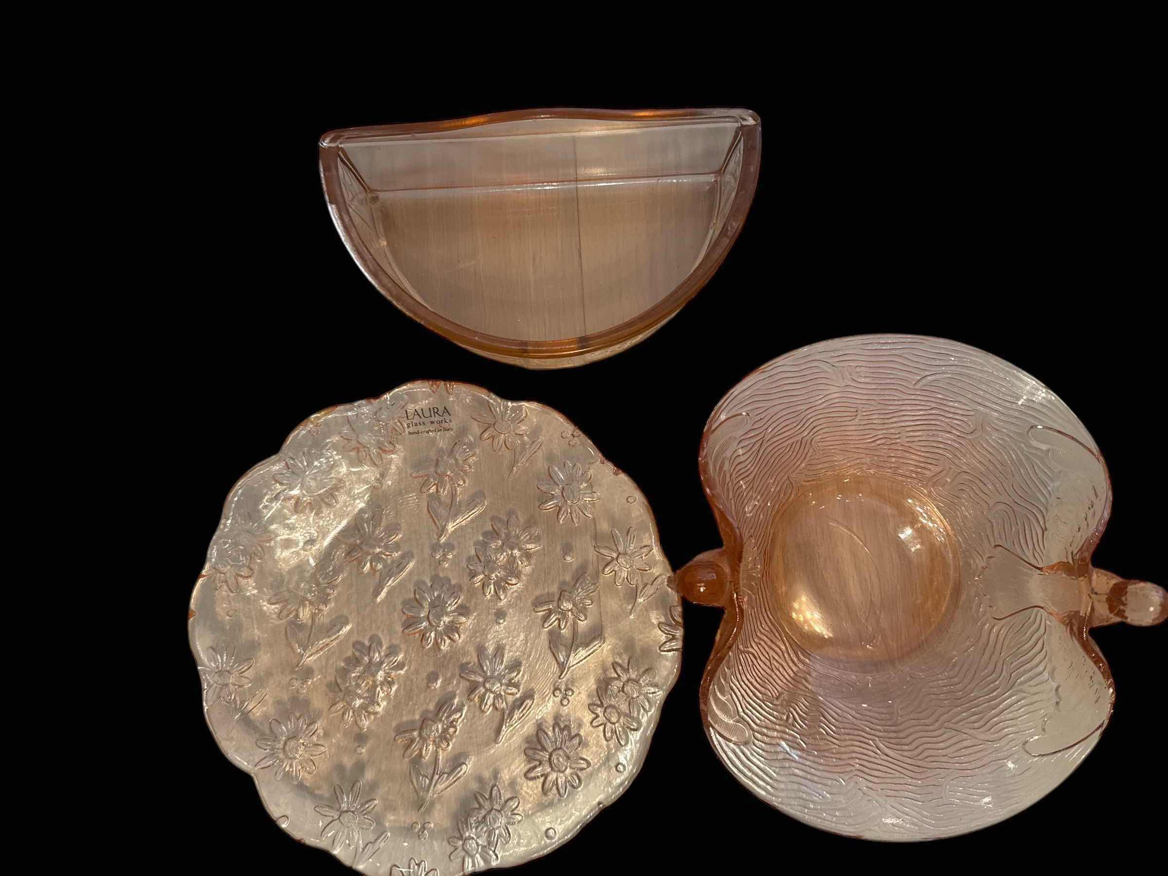 Photo 1 of 3 PIECES OF PINK DEPRESSION GLASS, SOME MADE IN ITALY