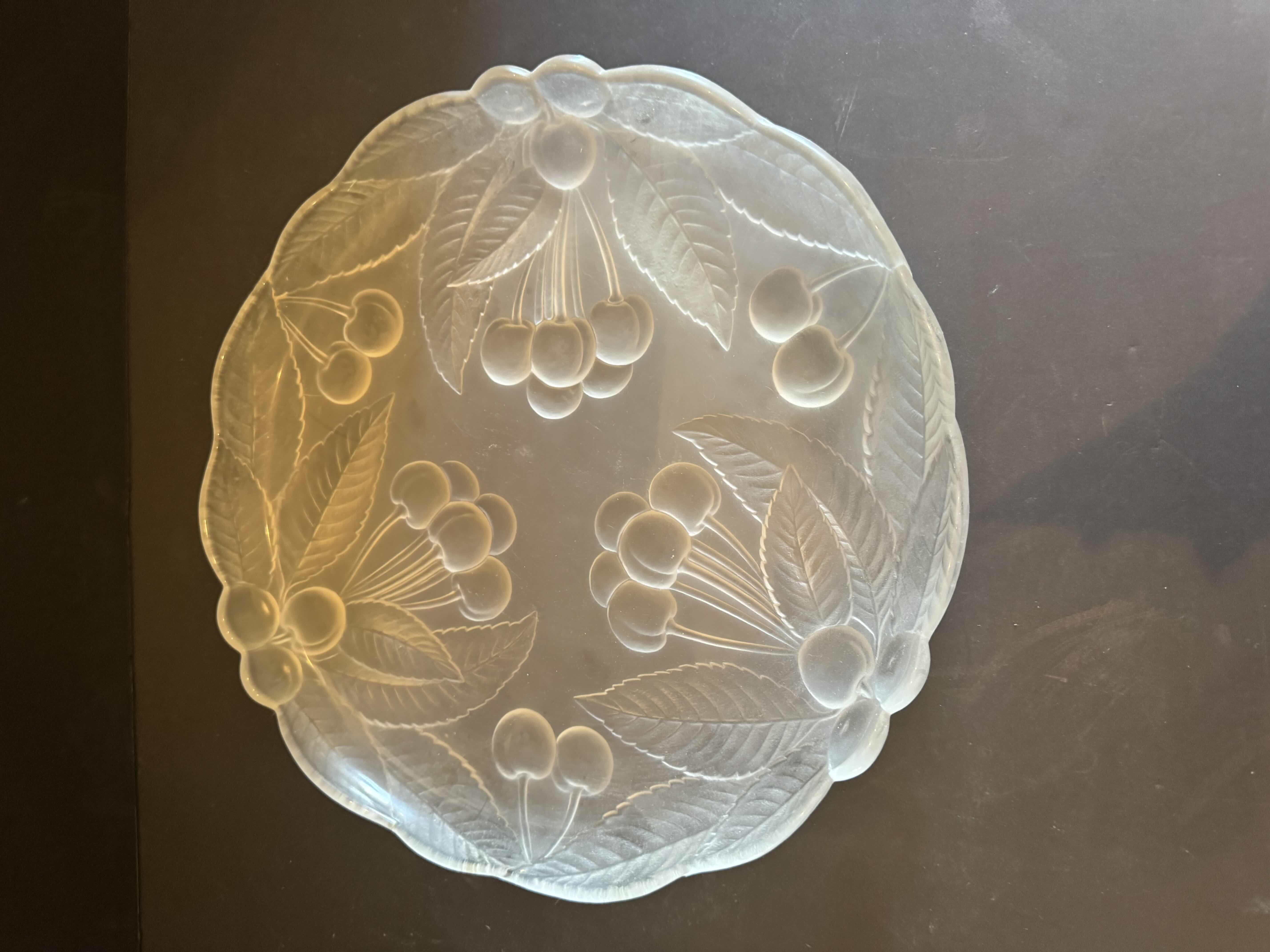 Photo 3 of ASSORTED VINTAGE GLASS, 2 SERVING TRAYS, 4 COASTERS, 3 CANDY DISHES, 9 ITEMS 
 
SERVING TRAY
D12” X H1”

LONG SERVING TRAY
16” X 9.5” X H1”