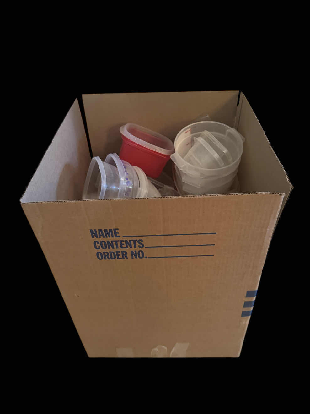 Photo 1 of BOX OF SMALL PLASTIC CONTAINERS, ASSORTED