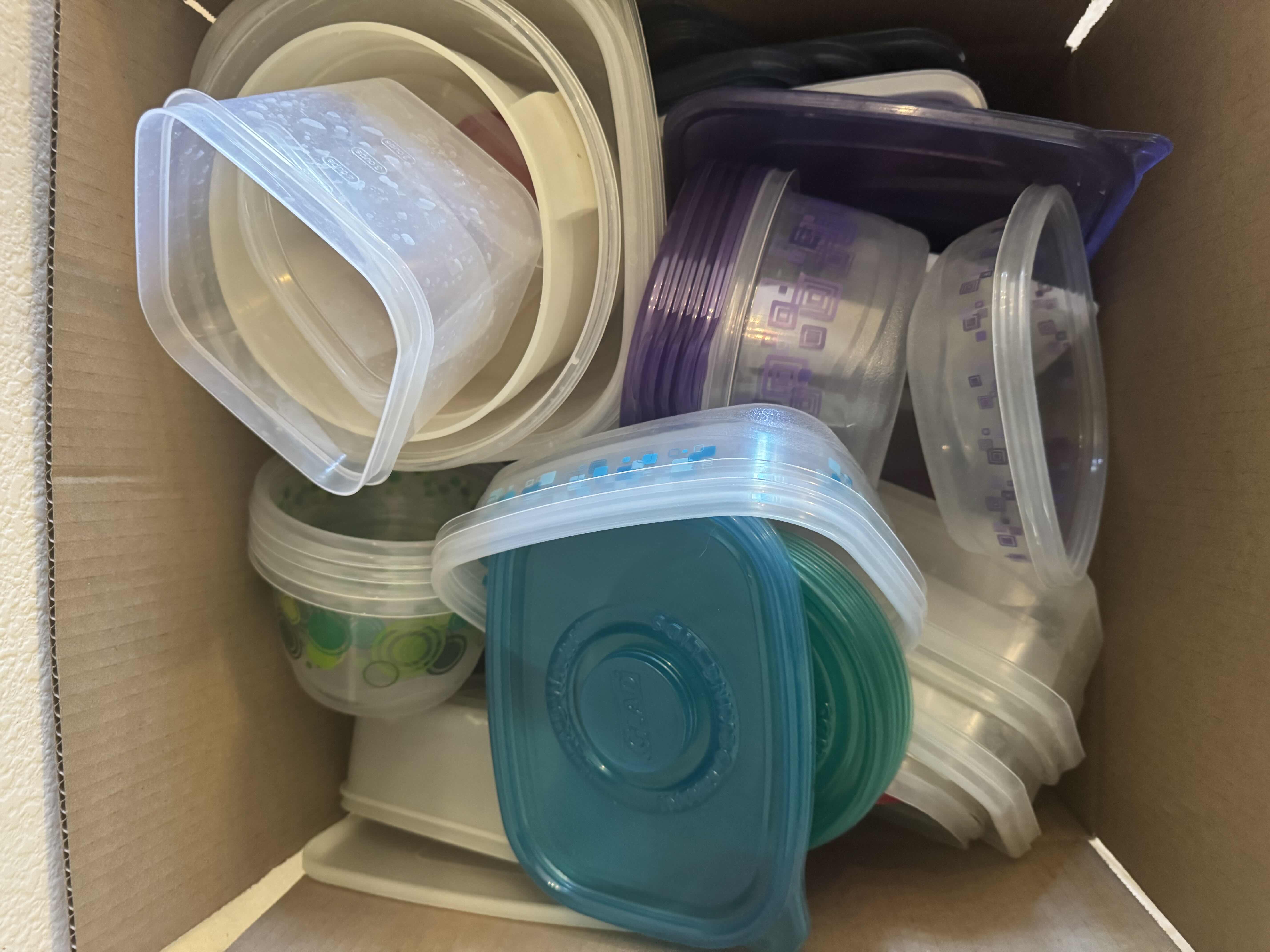 Photo 1 of BOX OF SMALL PLASTIC CONTAINERS, ASSORTED