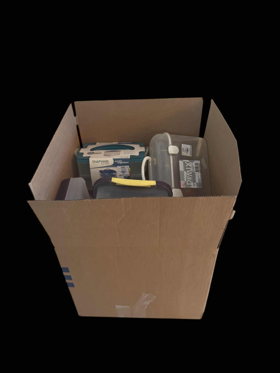 Photo 1 of BOX OF SMALL PLASTIC CONTAINERS AND STORAGE, ASSORTED