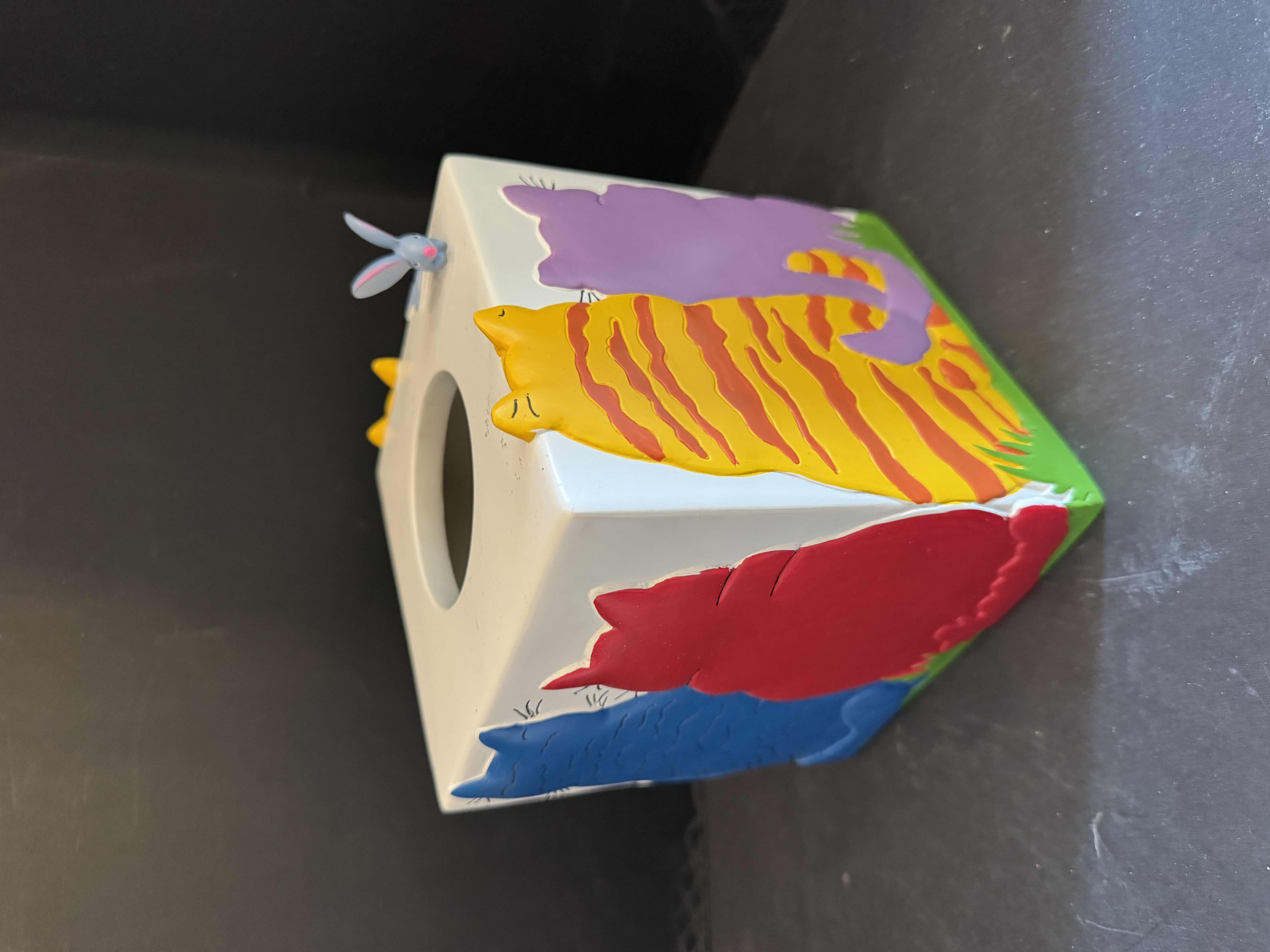 Photo 3 of ASSORTED HOME DECOR, CAT DECOR, CERAMIC AND RESIN, CAT VASE TISSUE COVER BOX, CUPS AND TRAY

TISSUE COVER BOX
5.5” X 5.5” X H6”

CUPS WITH TRAY
14” X 5.5” X H4.5”

VASE
6” X 5.5” X H10”