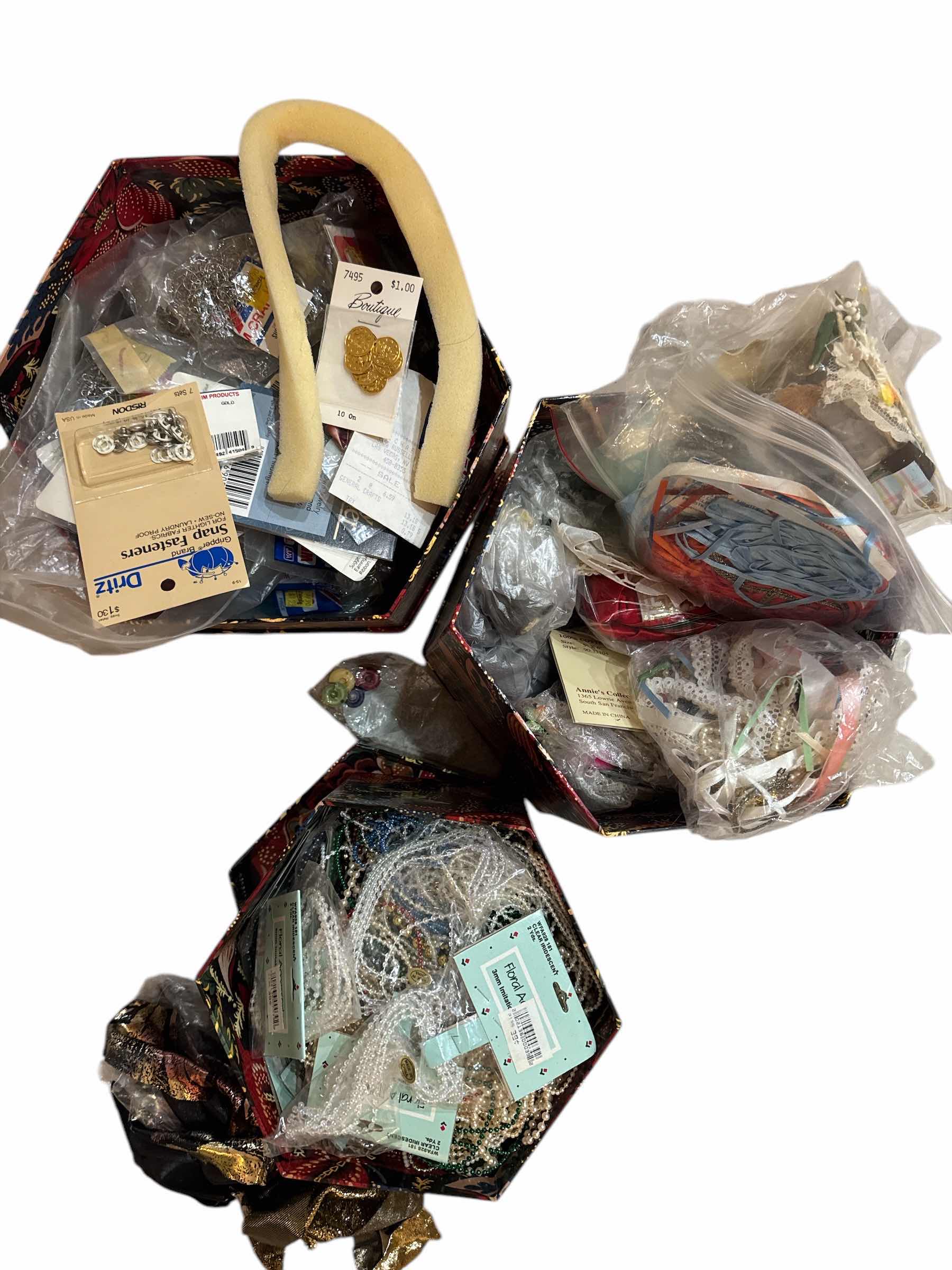 Photo 1 of 3 CONTAINERS OF MISCELLANEOUS CRAFTING MATERIAL