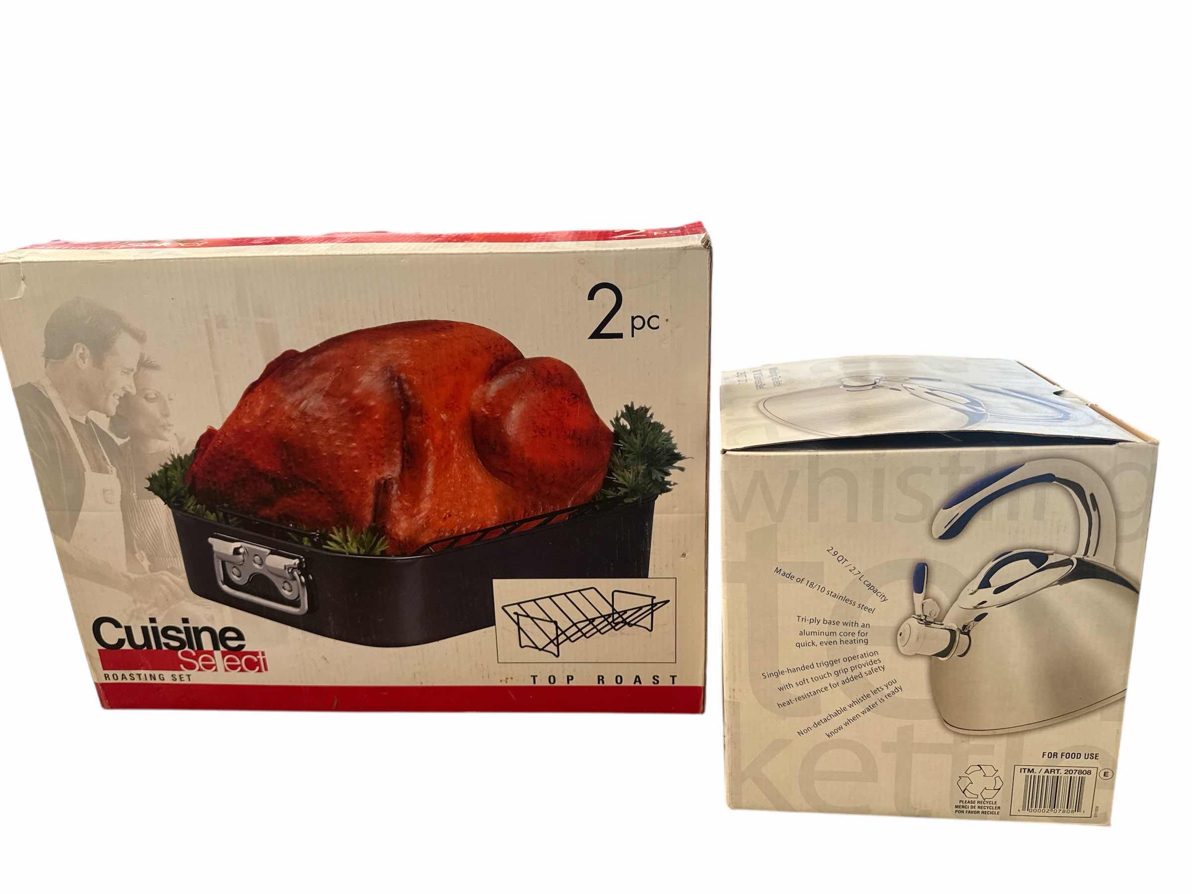 Photo 1 of 2 PIECE CUISINE SELECT ROASTING SELECT ROASTING SET & STAINLESS STEEL WHISTLING TEA KETTLE