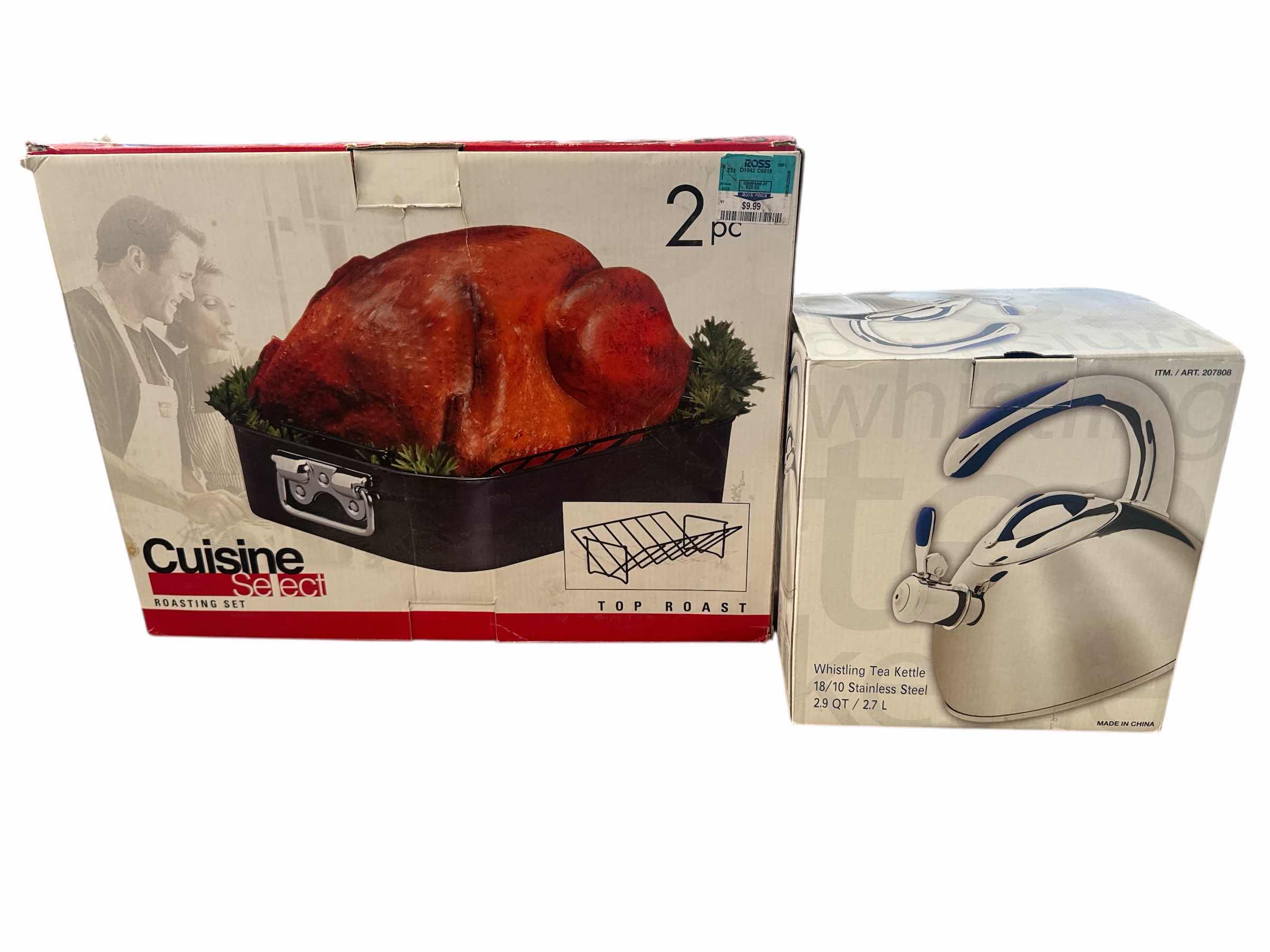 Photo 1 of 2 PIECE CUISINE SELECT ROASTING SELECT ROASTING SET & STAINLESS STEEL WHISTLING TEA KETTLE