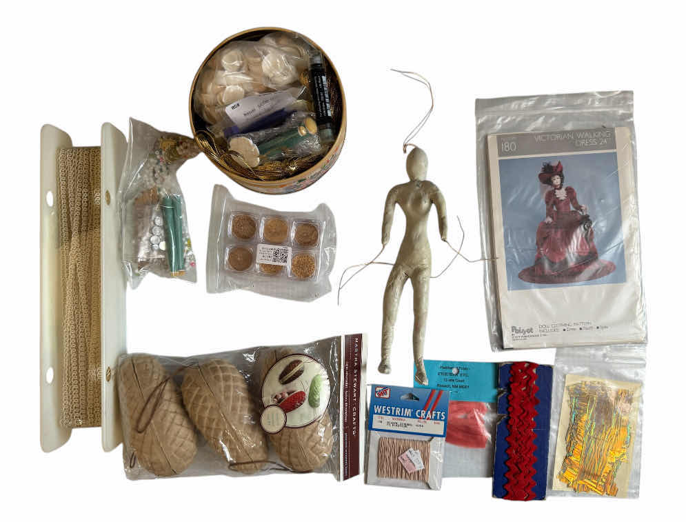 Photo 1 of ASSORTED CRAFTING ITEMS, SEWING, CRAFTING ACCESSORIES, RIBBONS, THREADS, LACE TRIMS