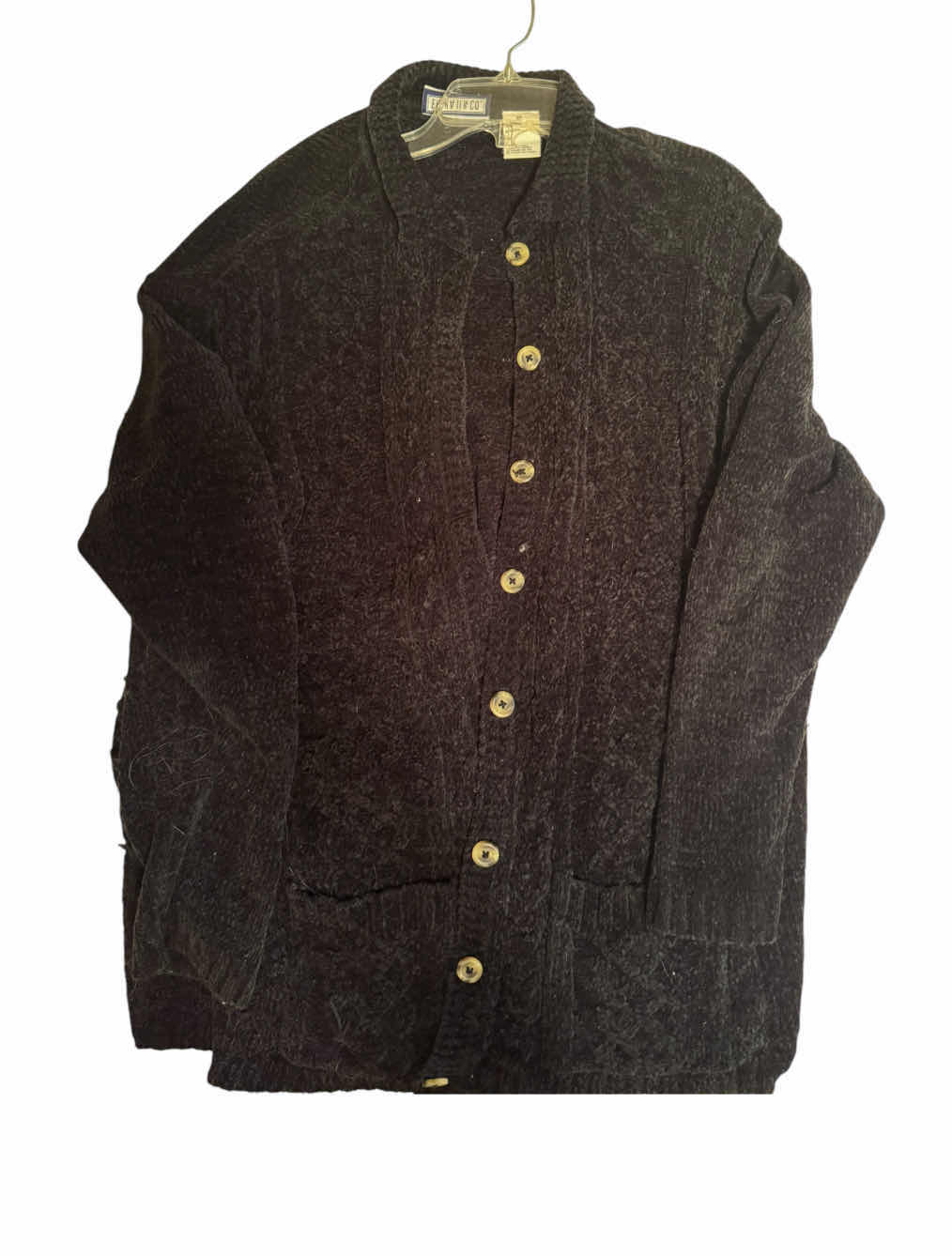 Photo 1 of 3- VINTAGE SHERPA’S, SHIRT JACKET, FLEECE, WOMEN’S CLOTHING. SIZE 2X, BLACK, GRAY, BROWN