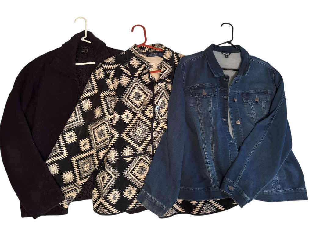 Photo 1 of 3- VINTAGE SHERPAS AND DENIM JACKET, SIZE 2X, WOMEN’S CLOTHING