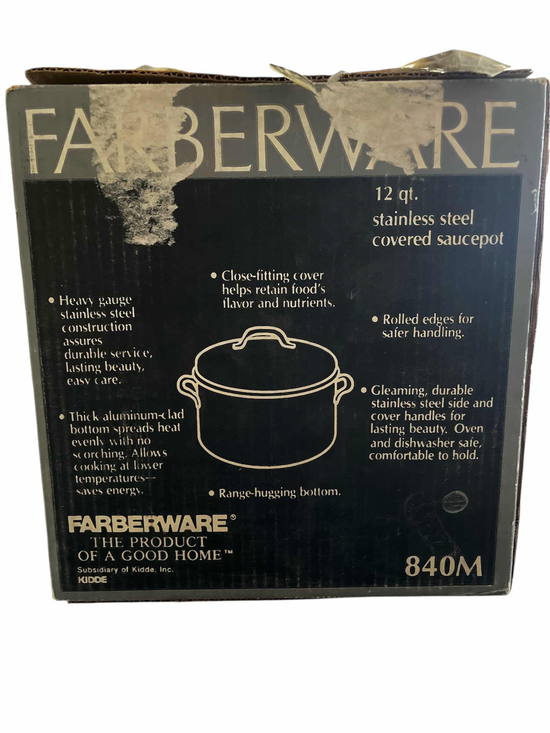 Photo 1 of VINTAGE FARBERWARE 12QT STAINLESS STEEL COVERED SAUCEPOT 840M