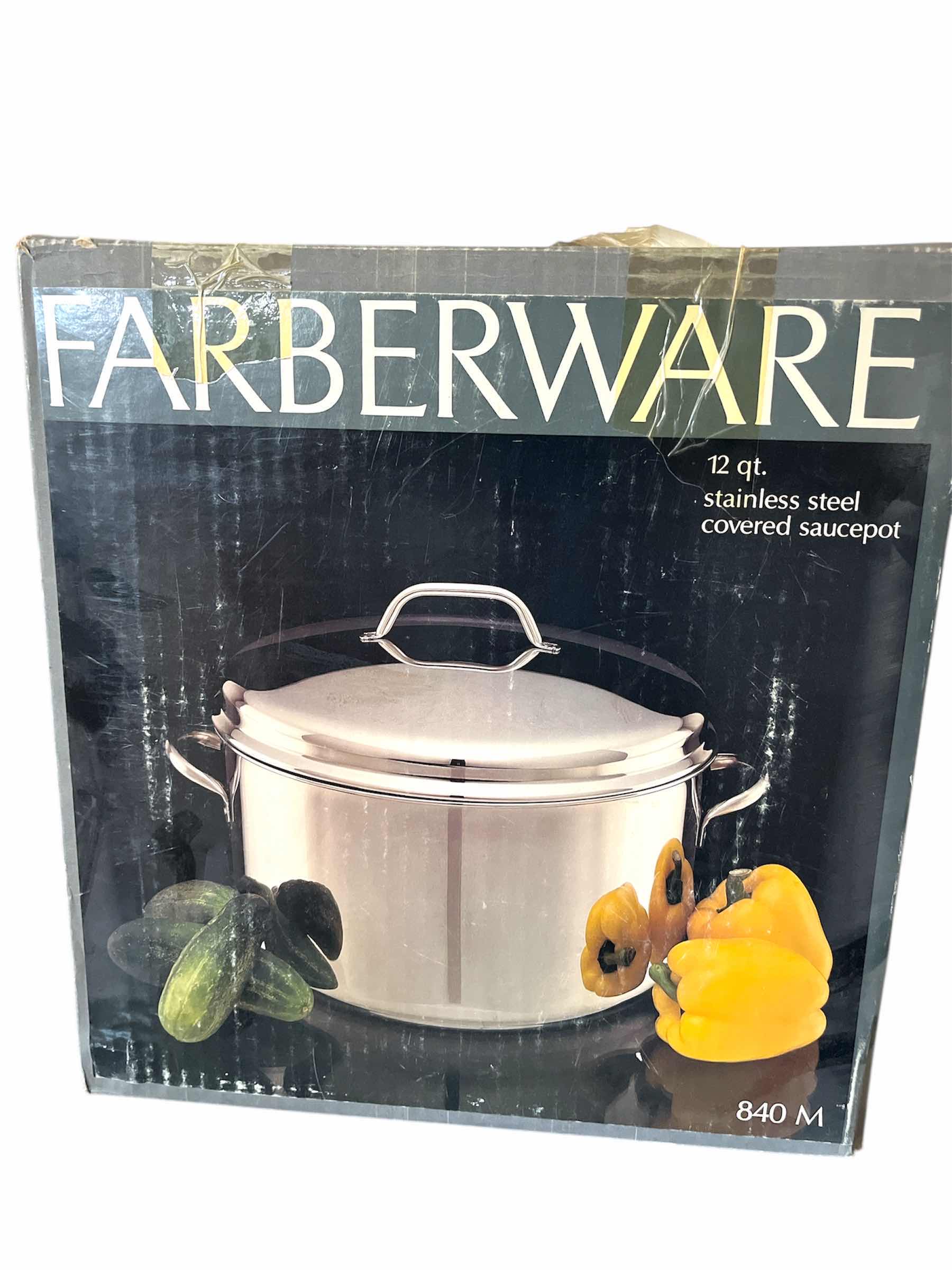 Photo 1 of VINTAGE FARBERWARE 12QT STAINLESS STEEL COVERED SAUCEPOT 840M