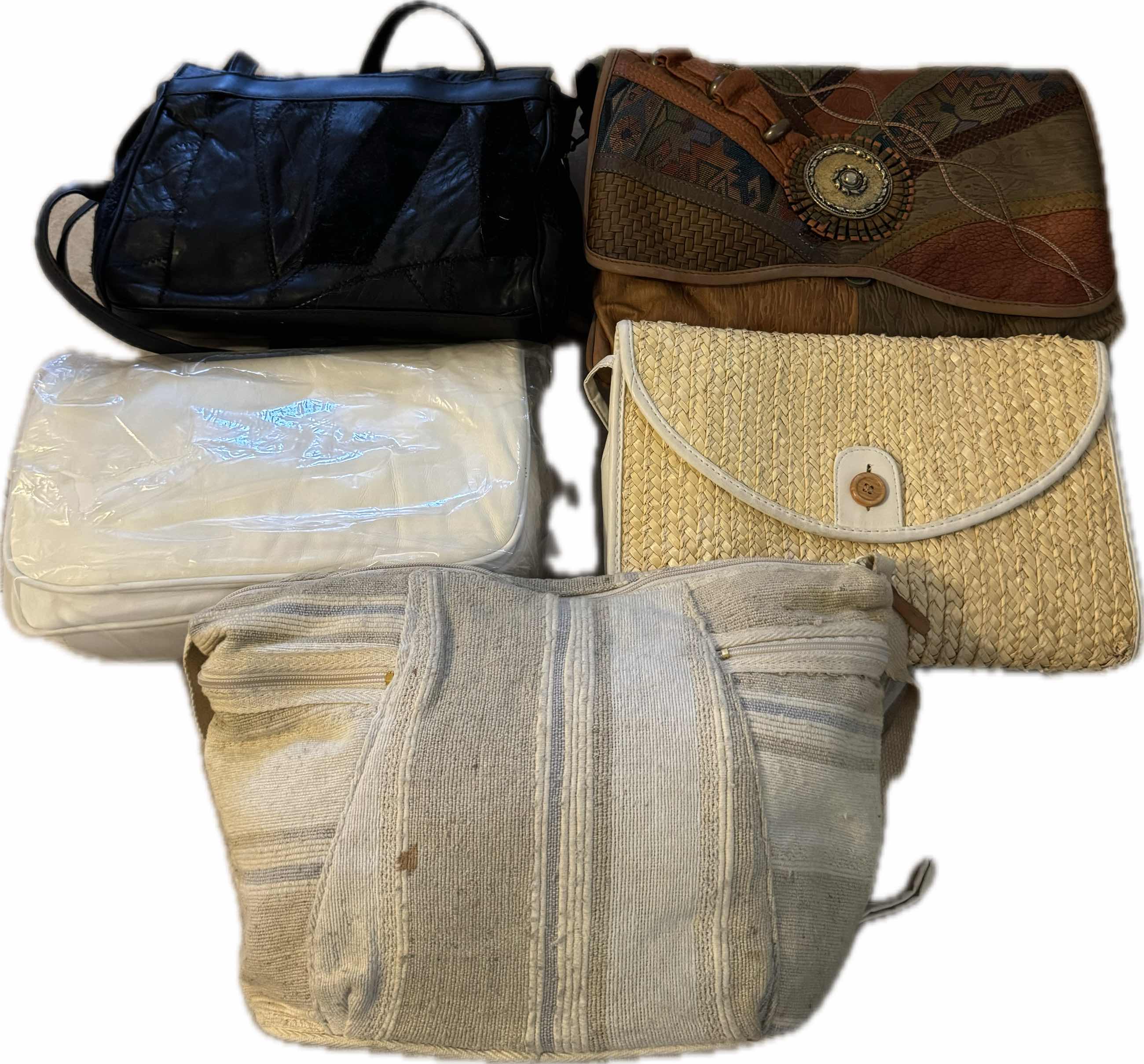 Photo 1 of 5- WOMENS BAGS, LEATHER, WOVEN, AND CANVAS, BROWN, BEIGE, TAN, BLACK, IVORY