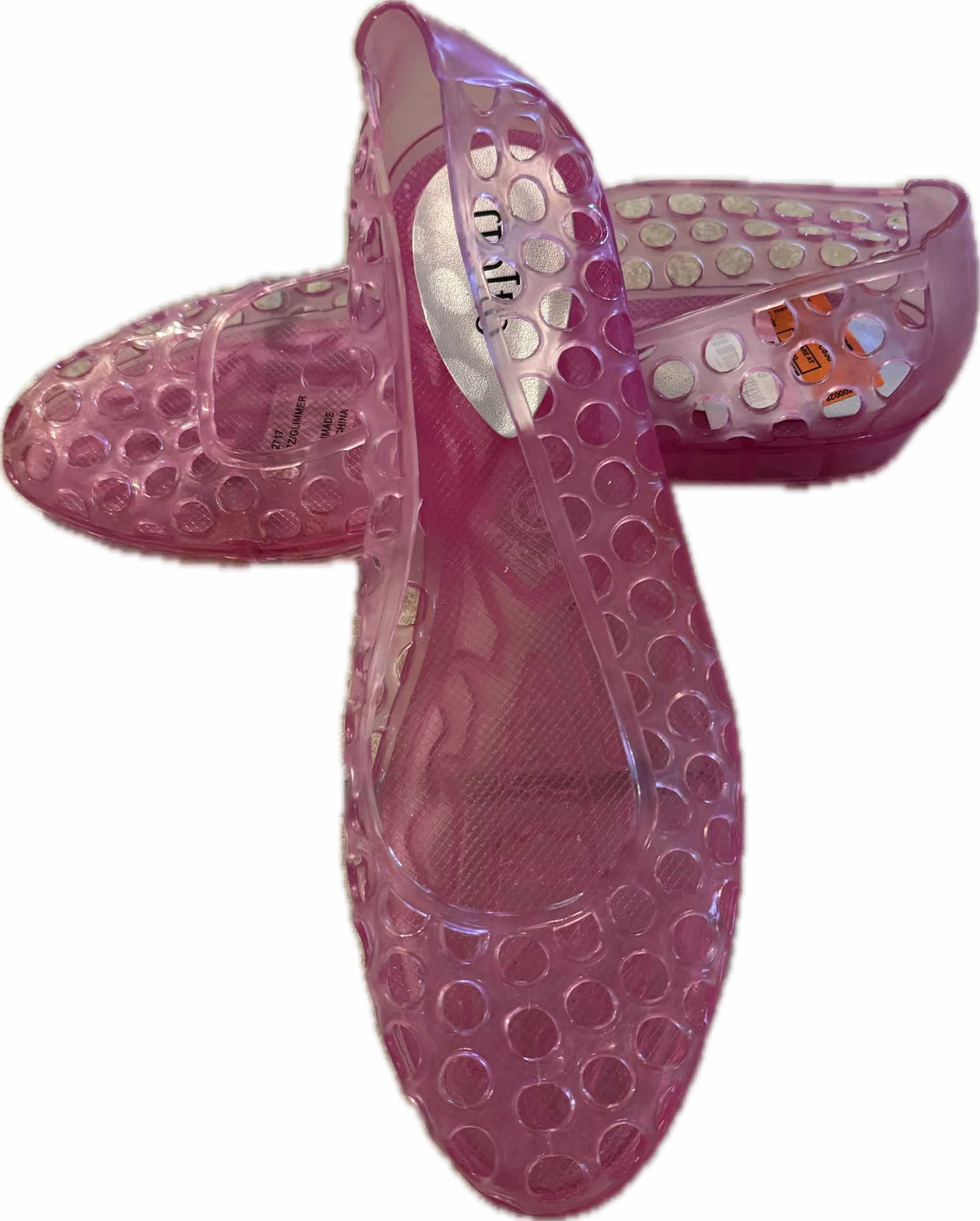 Photo 2 of 2- WOMENS SHOES, PINK RIALTO JELLY BALLET FLATS AND BLACK/PINK WATER SHOES, SIZE 10